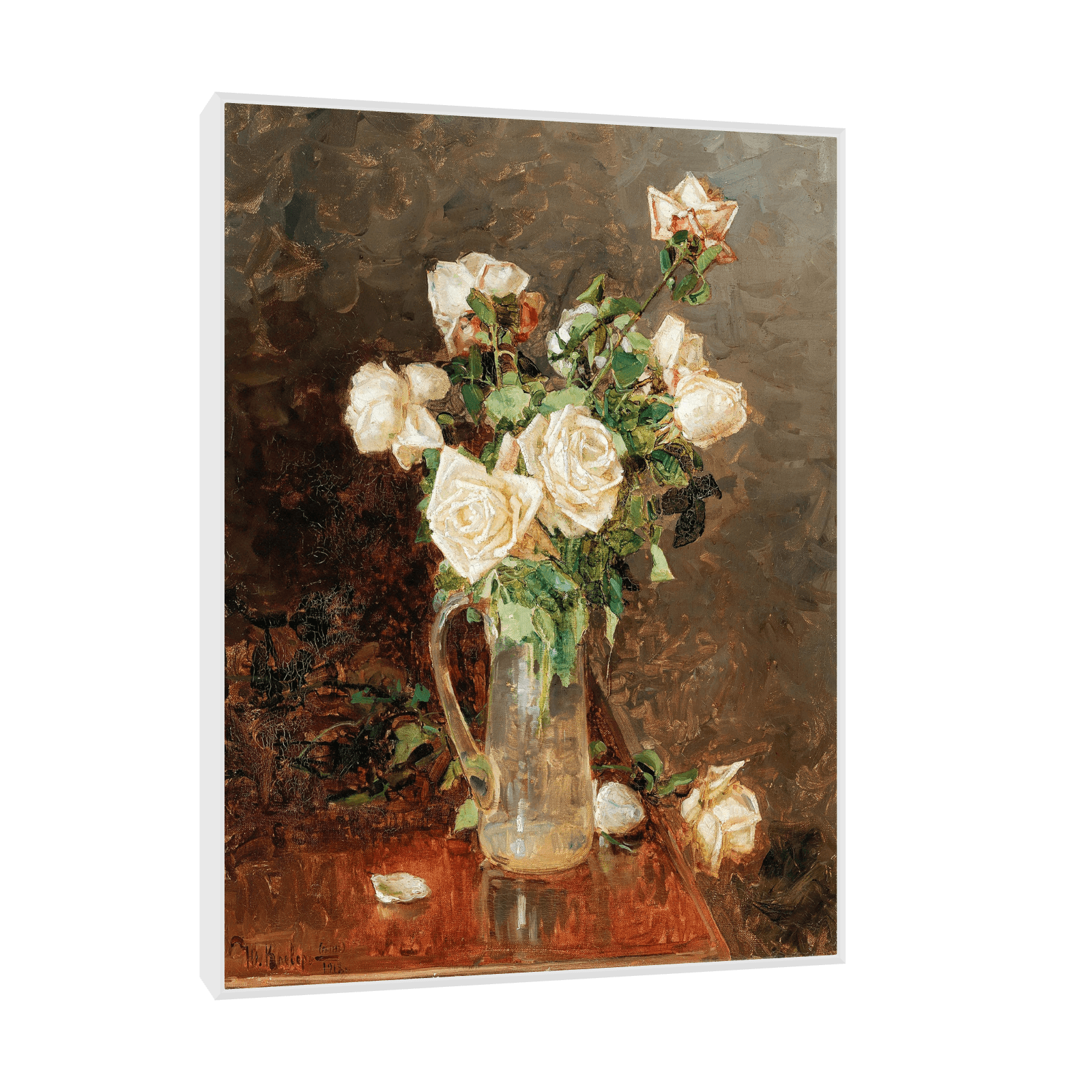 A bouquet of roses in a glass ewer, Yuliy Yulevich Klever Jr - ArtDeco Canvas
