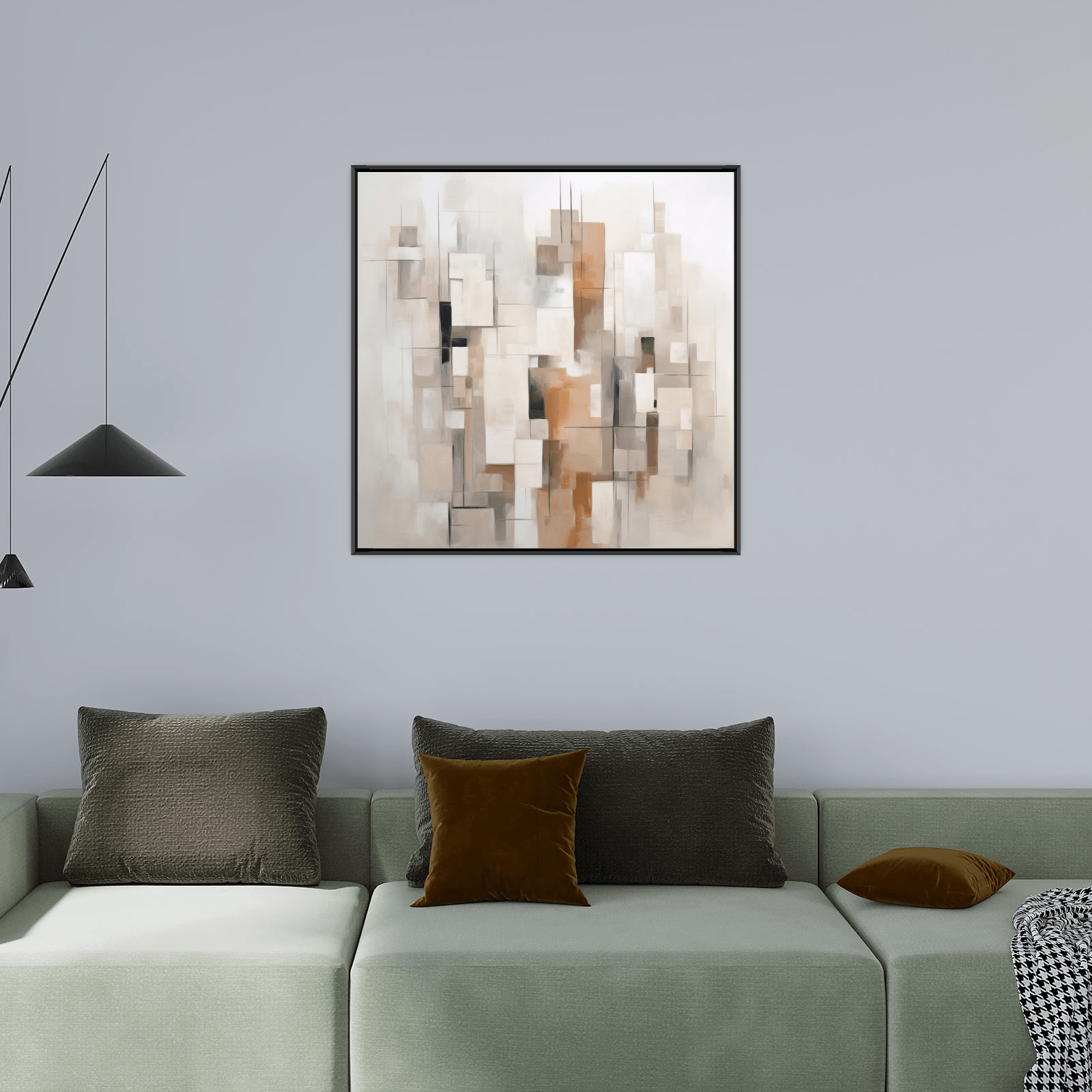 Abstract buildings in white and grey - ArtDeco Canvas