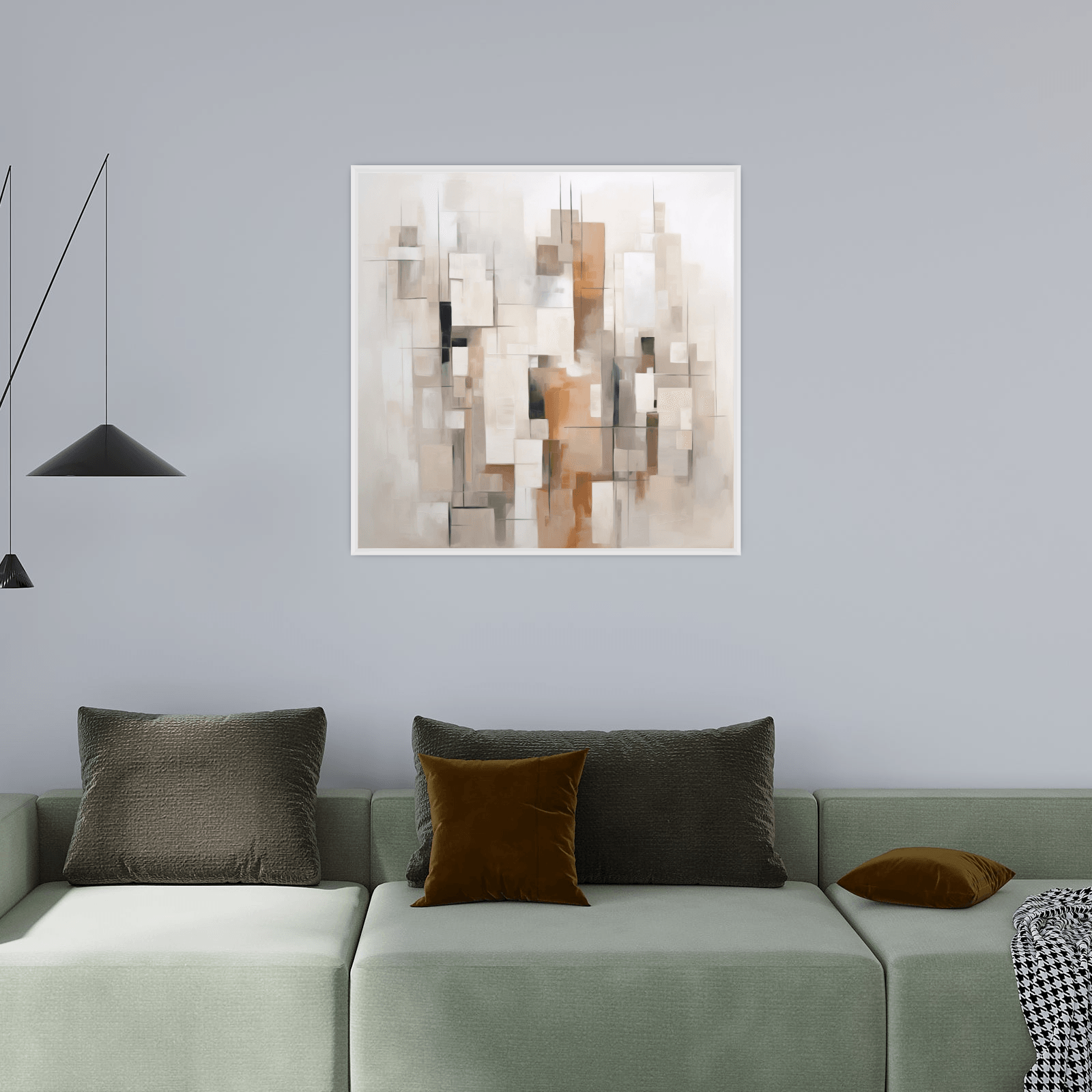 Abstract buildings in white and grey - ArtDeco Canvas