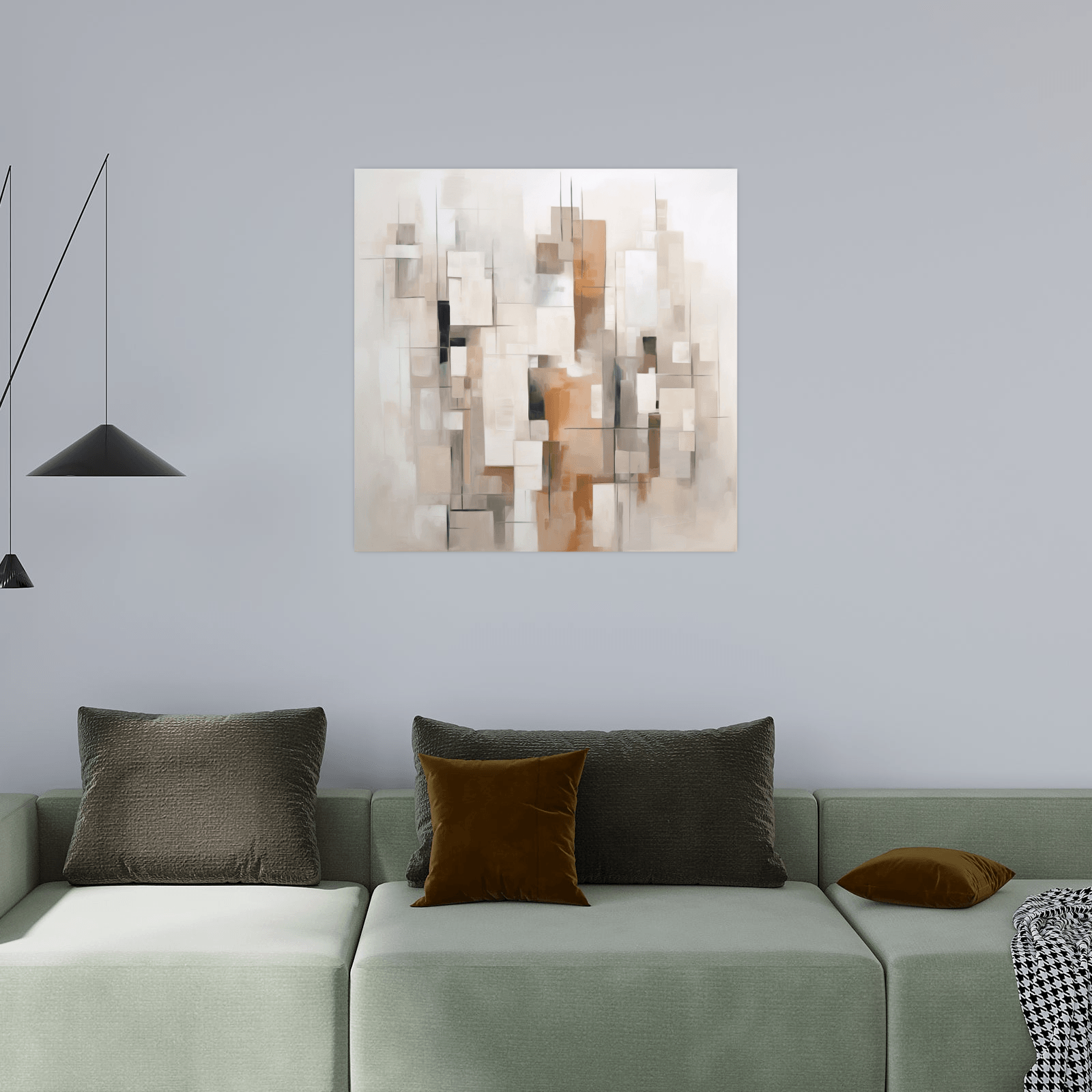 Abstract buildings in white and grey - ArtDeco Canvas
