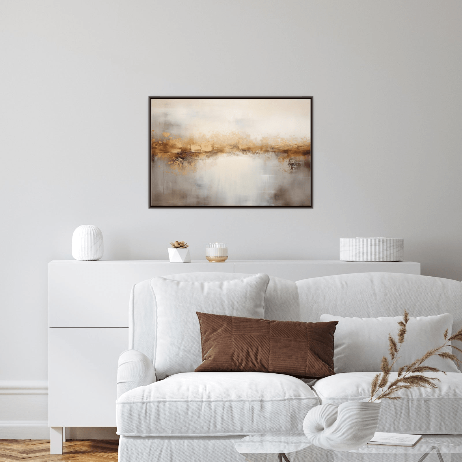 Abstract horizon with grey and brown - ArtDeco Canvas