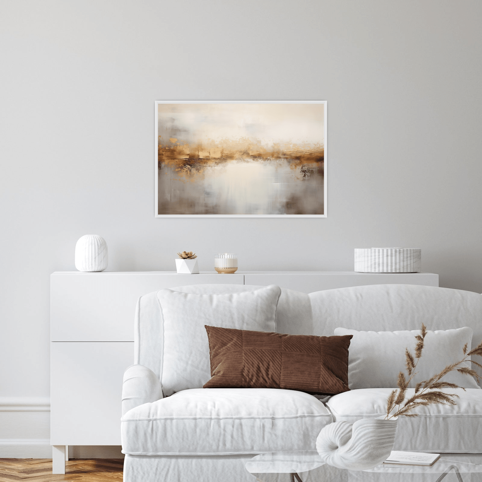 Abstract horizon with grey and brown - ArtDeco Canvas