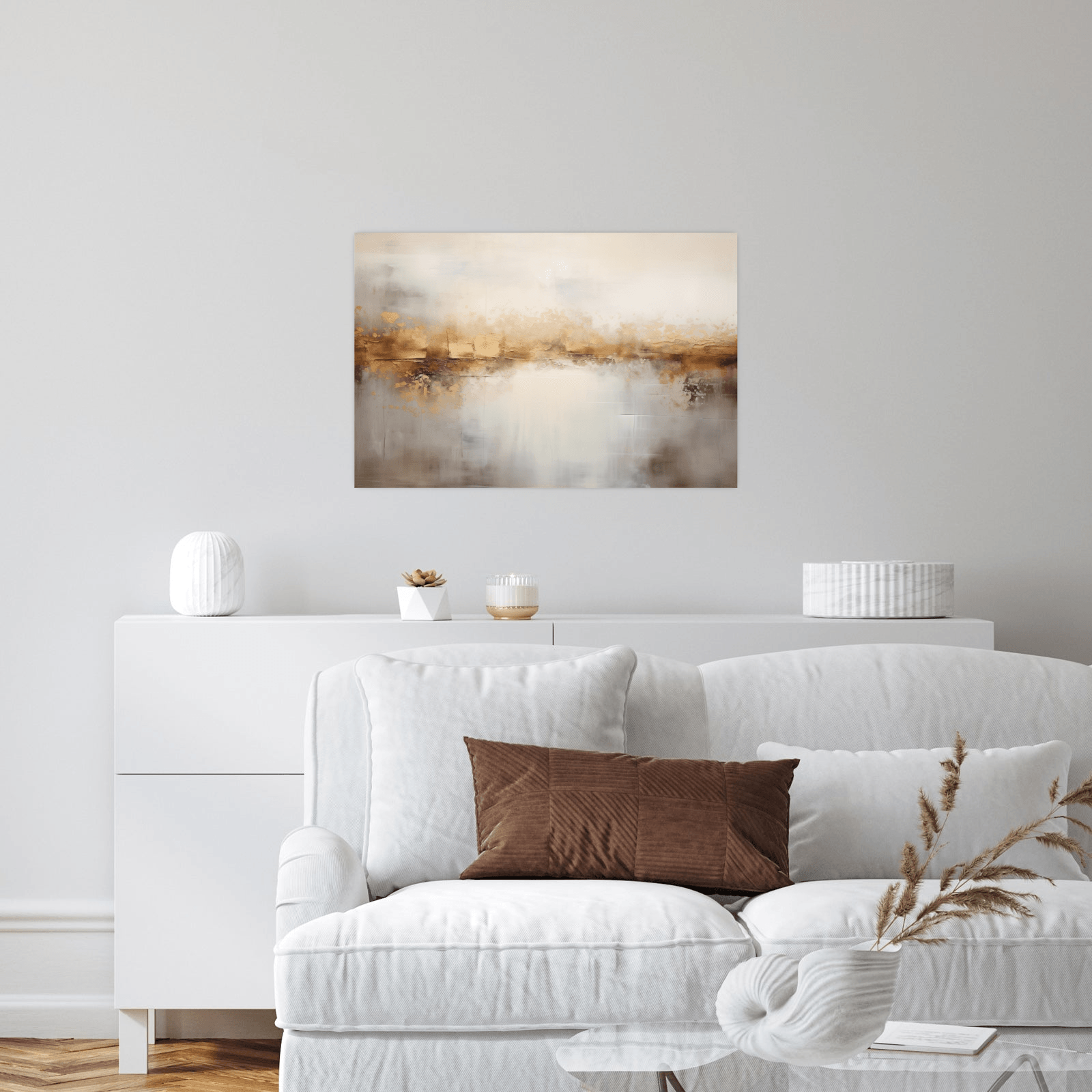 Abstract horizon with grey and brown - ArtDeco Canvas