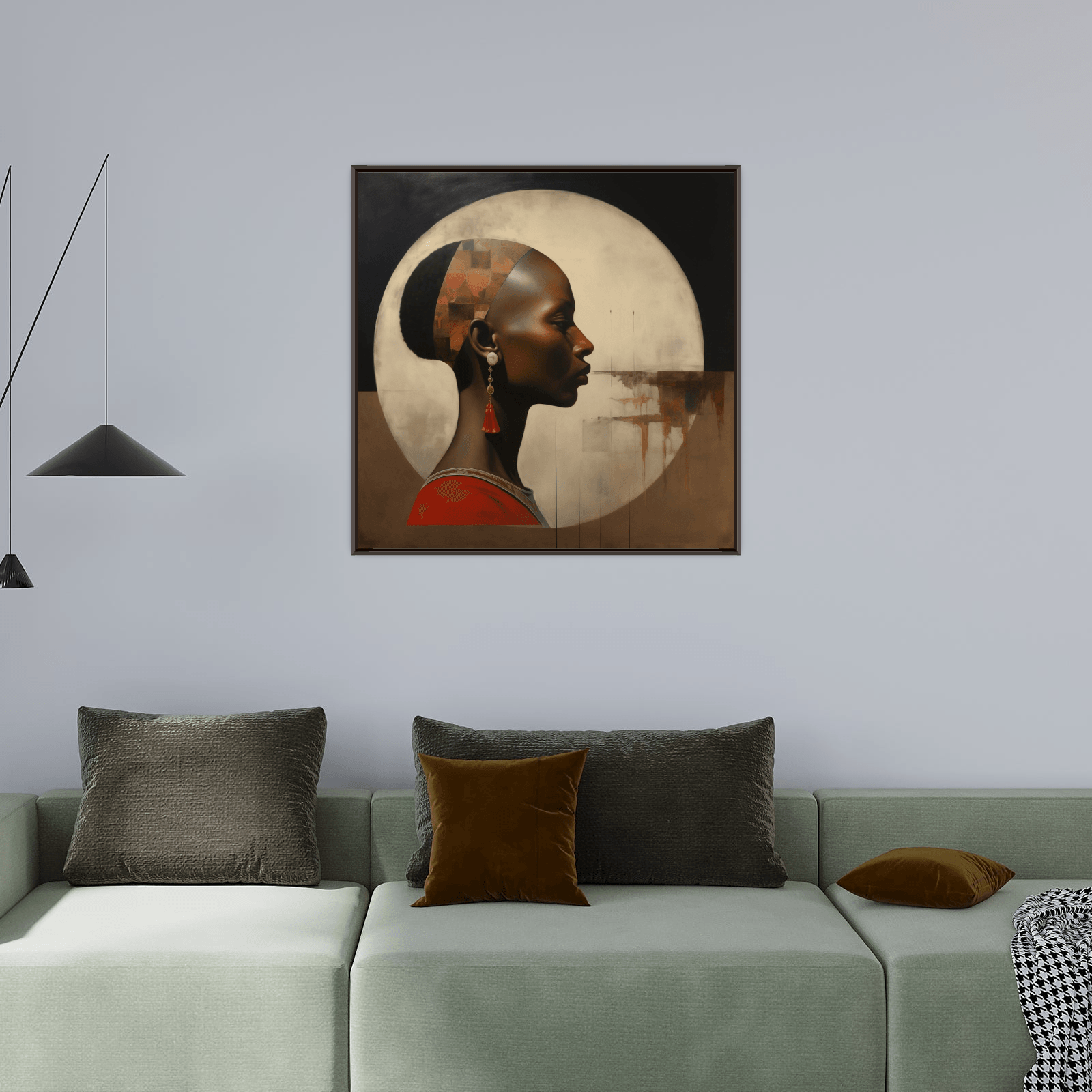 African woman portrait in the moonlight - ArtDeco Canvas