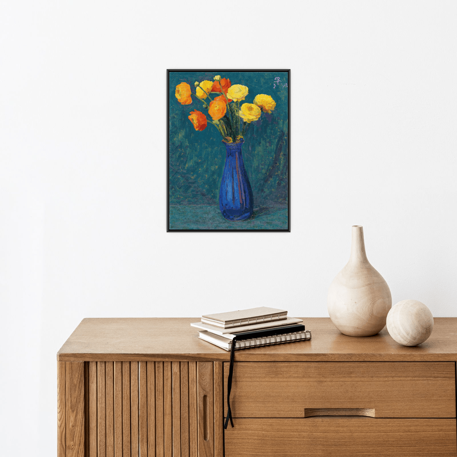 Anemones In Blue Vase, Sigismund Righini - ArtDeco Canvas