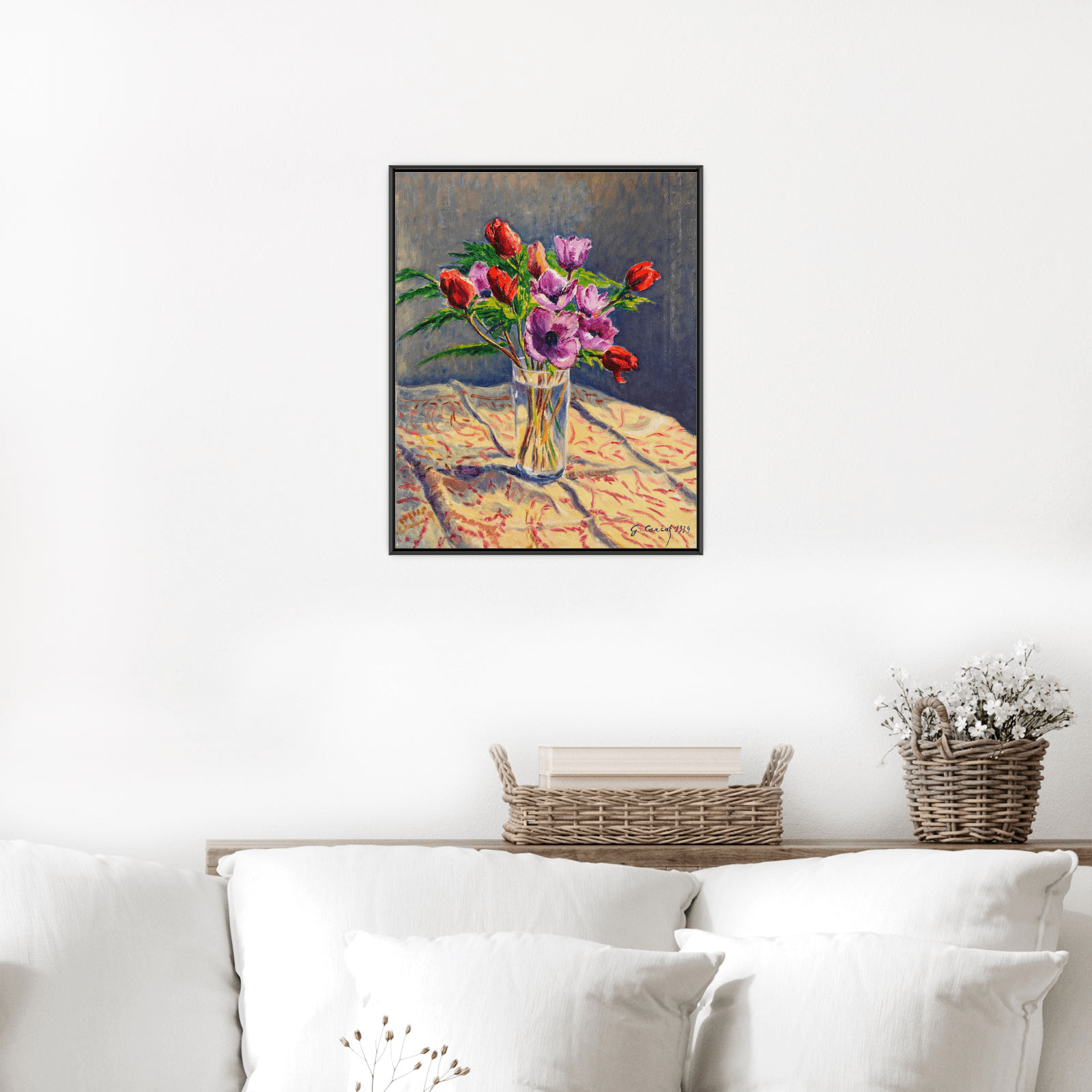 Anémones dans un verre, Gustave Cariot - ArtDeco Canvas