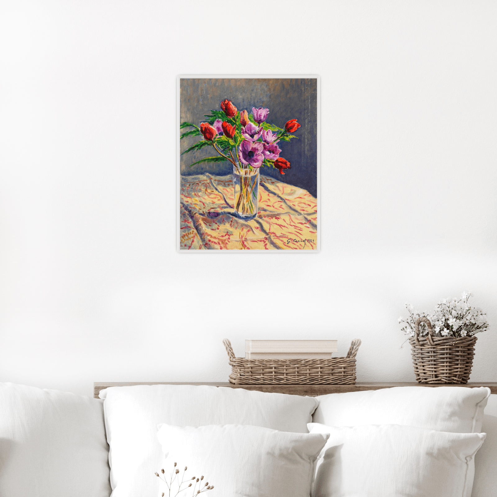 Anémones dans un verre, Gustave Cariot - ArtDeco Canvas