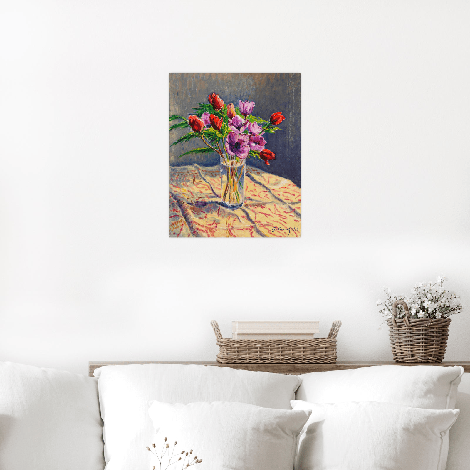 Anémones dans un verre, Gustave Cariot - ArtDeco Canvas