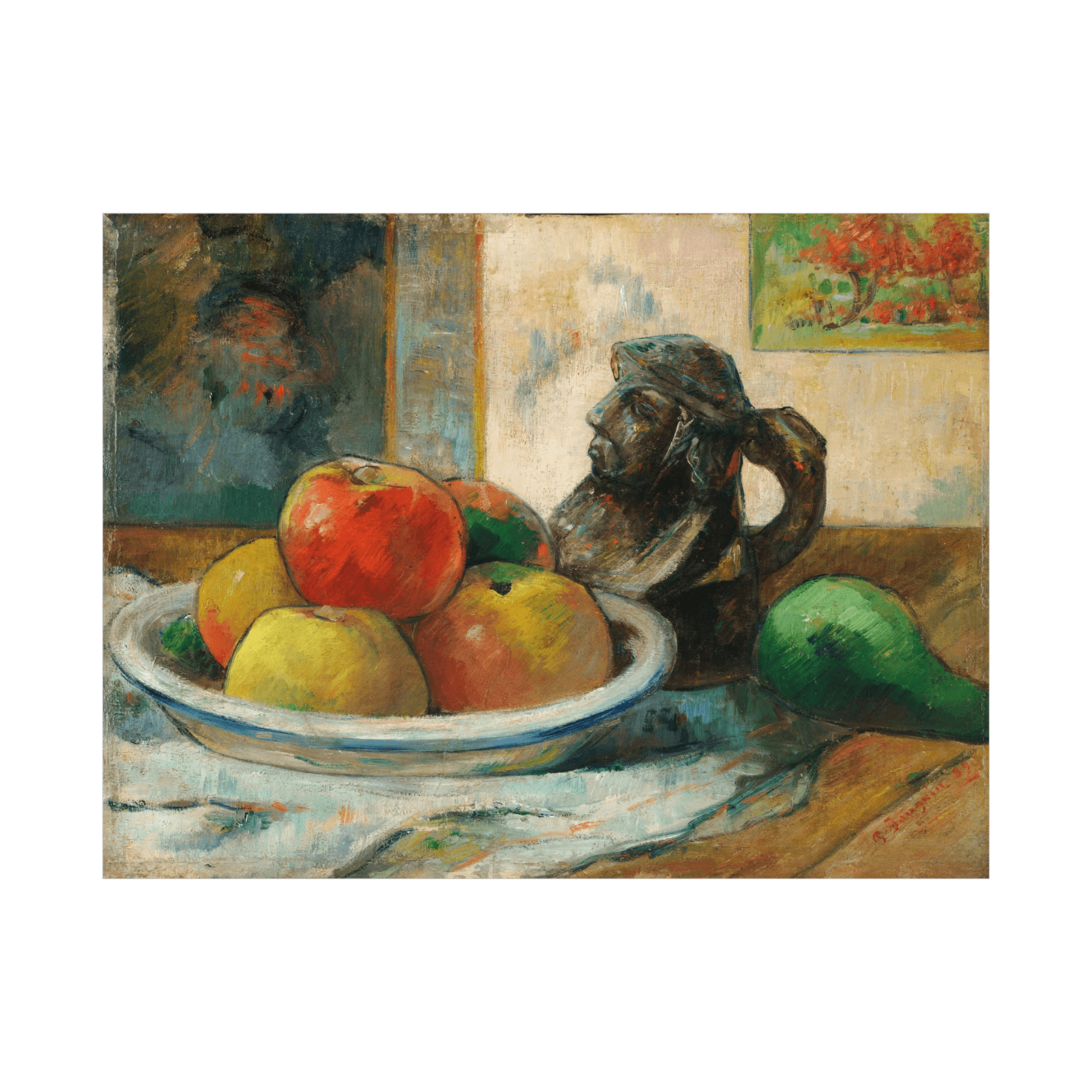 Apples, a Pear, and a Ceramic Portrait Jug, Paul Gauguin - ArtDeco Canvas