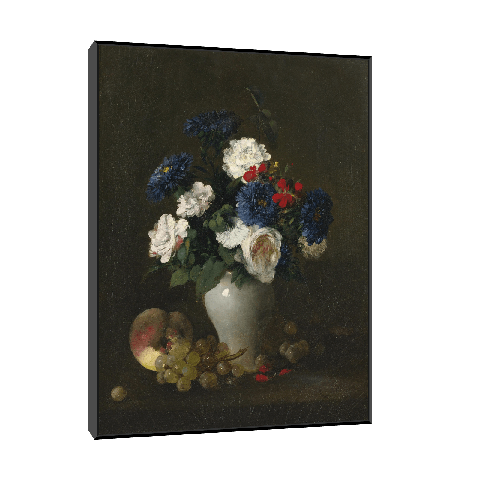 Assorted Flowers in a Vase with Grapes and a Peach on a Table, Antoine Vollon - ArtDeco Canvas