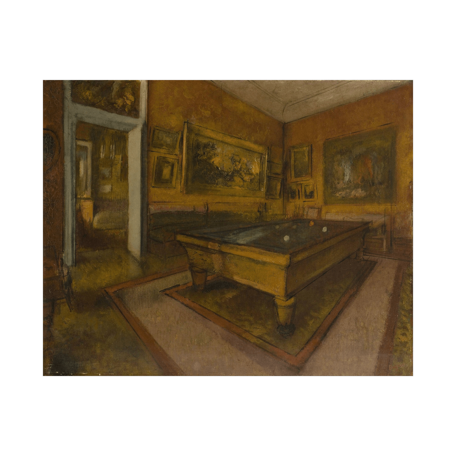 Billiard Room at Ménil-Hubert, Edgar Degas - ArtDeco Canvas