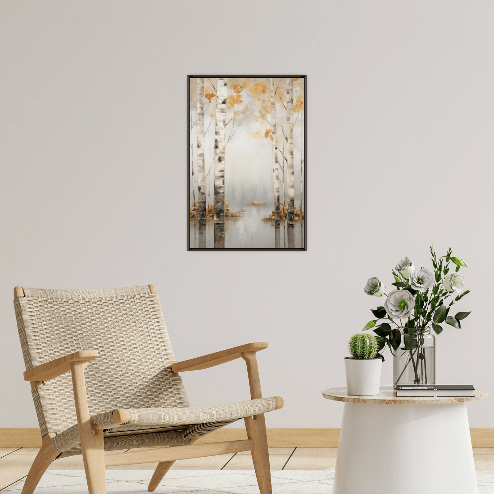 Birches submerged in forest lake - ArtDeco Canvas