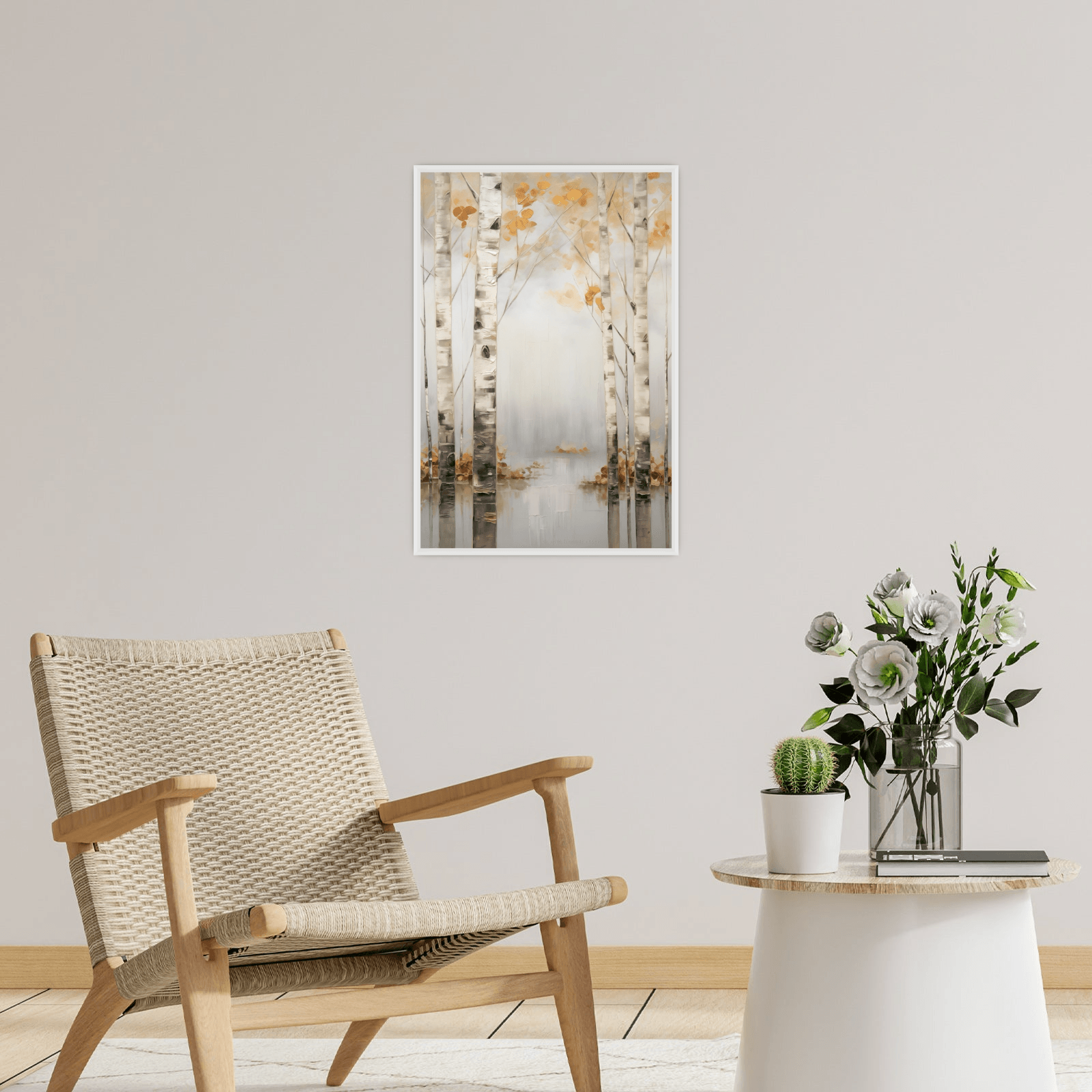 Birches submerged in forest lake - ArtDeco Canvas