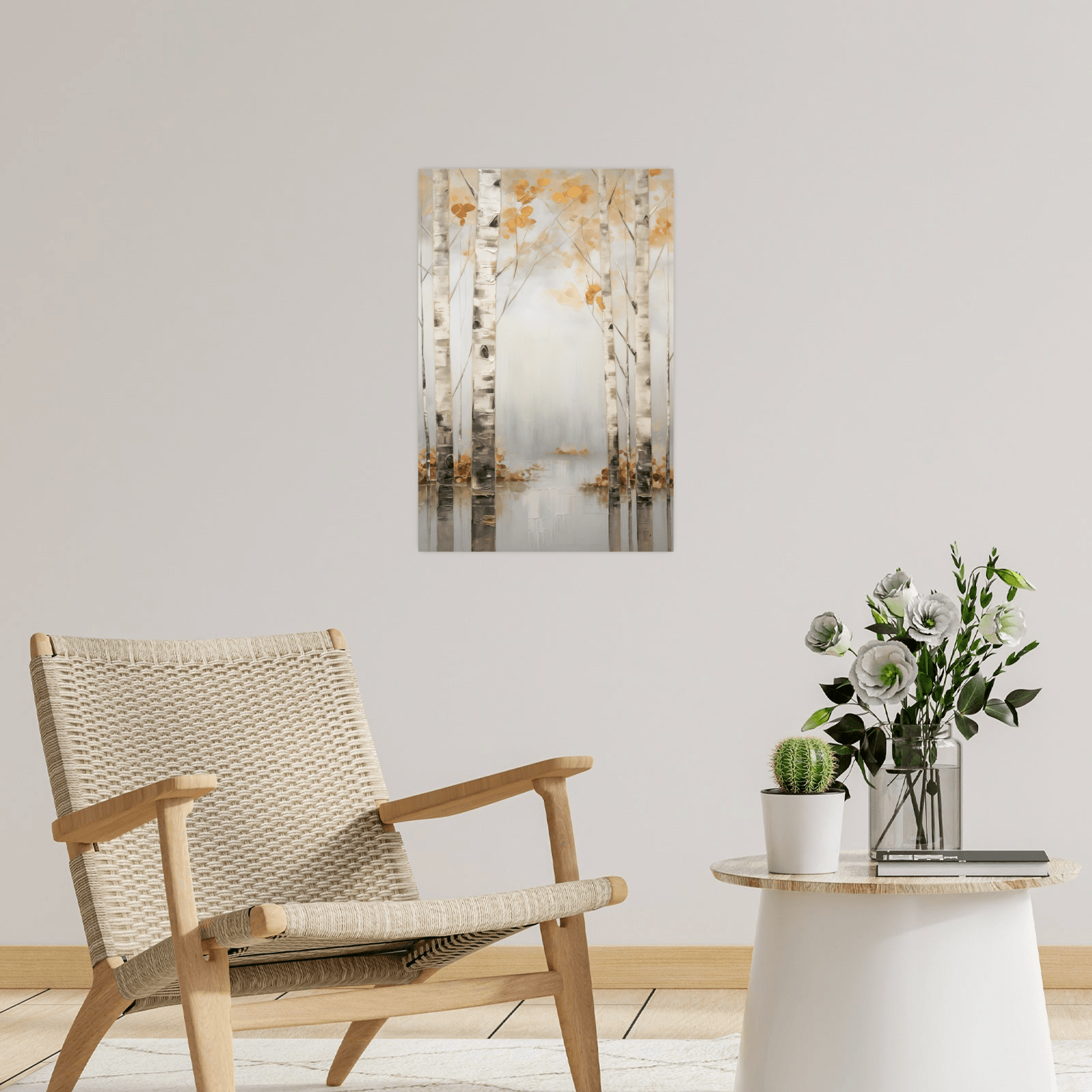 Birches submerged in forest lake - ArtDeco Canvas