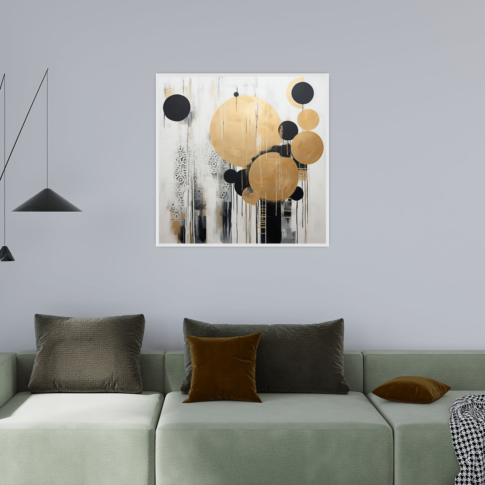 Black & Gold circles abstract - ArtDeco Canvas