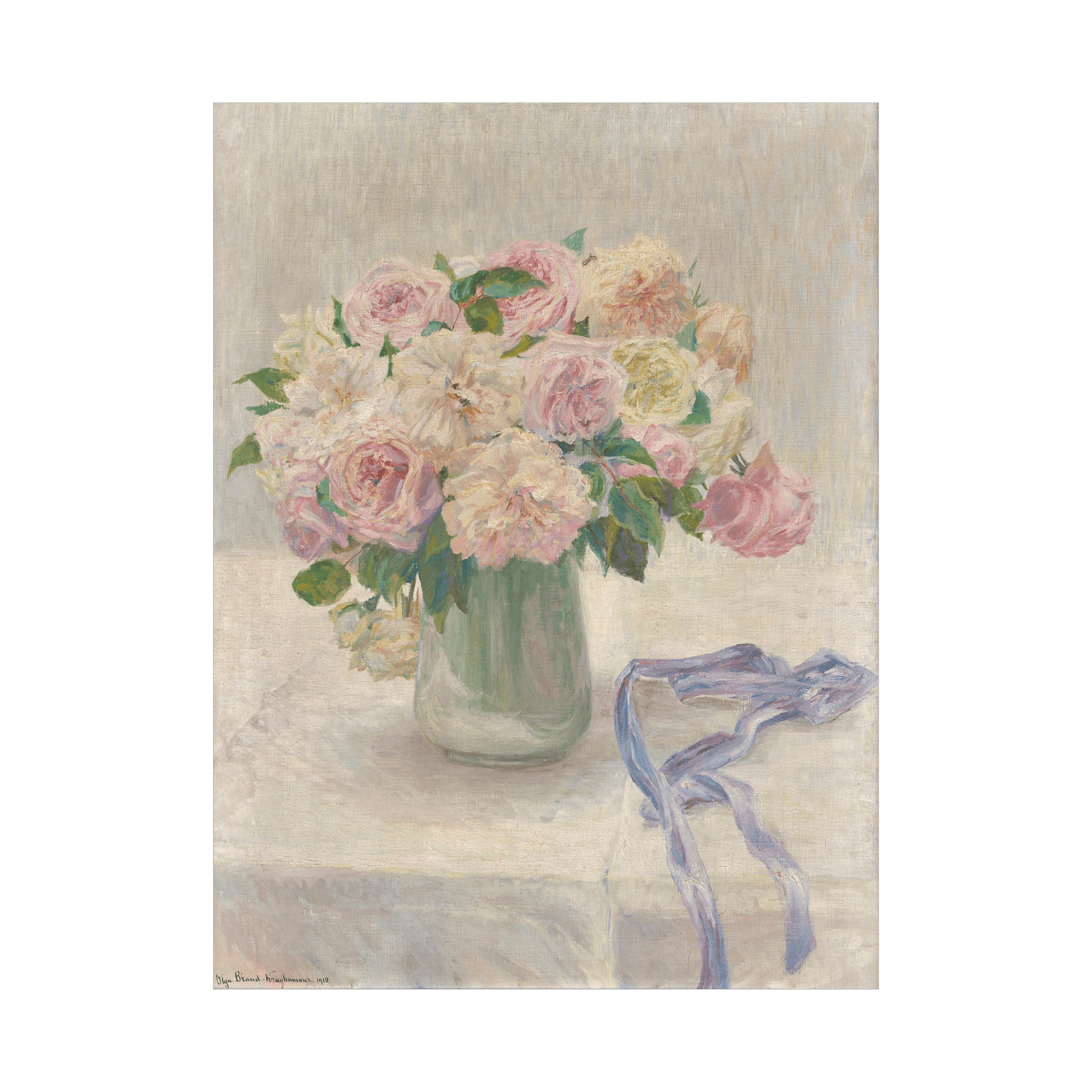 Blasse Rosen, Marie Olga Brand-Krieghammer - ArtDeco Canvas