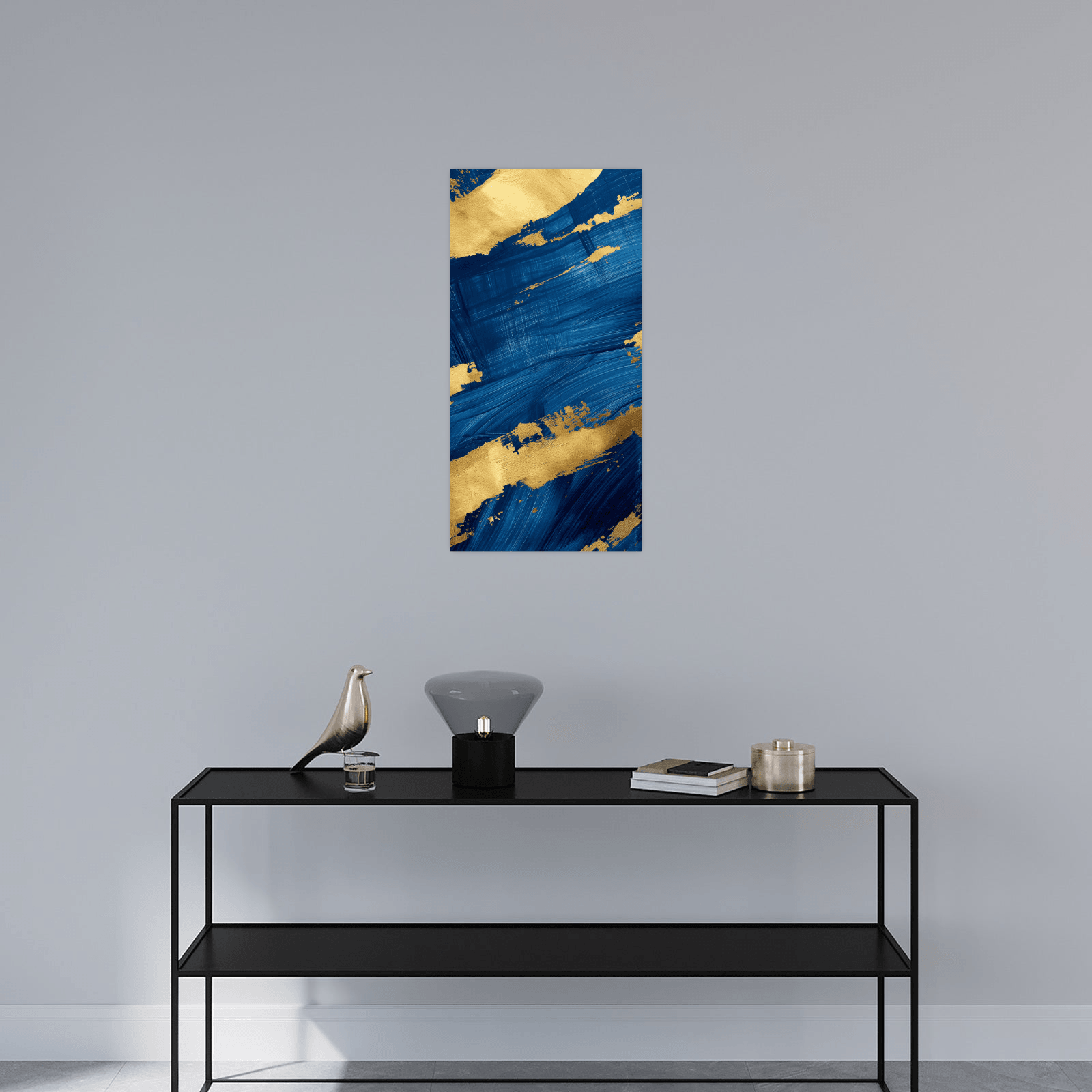 Blue and gold brush strokes ll - ArtDeco Canvas