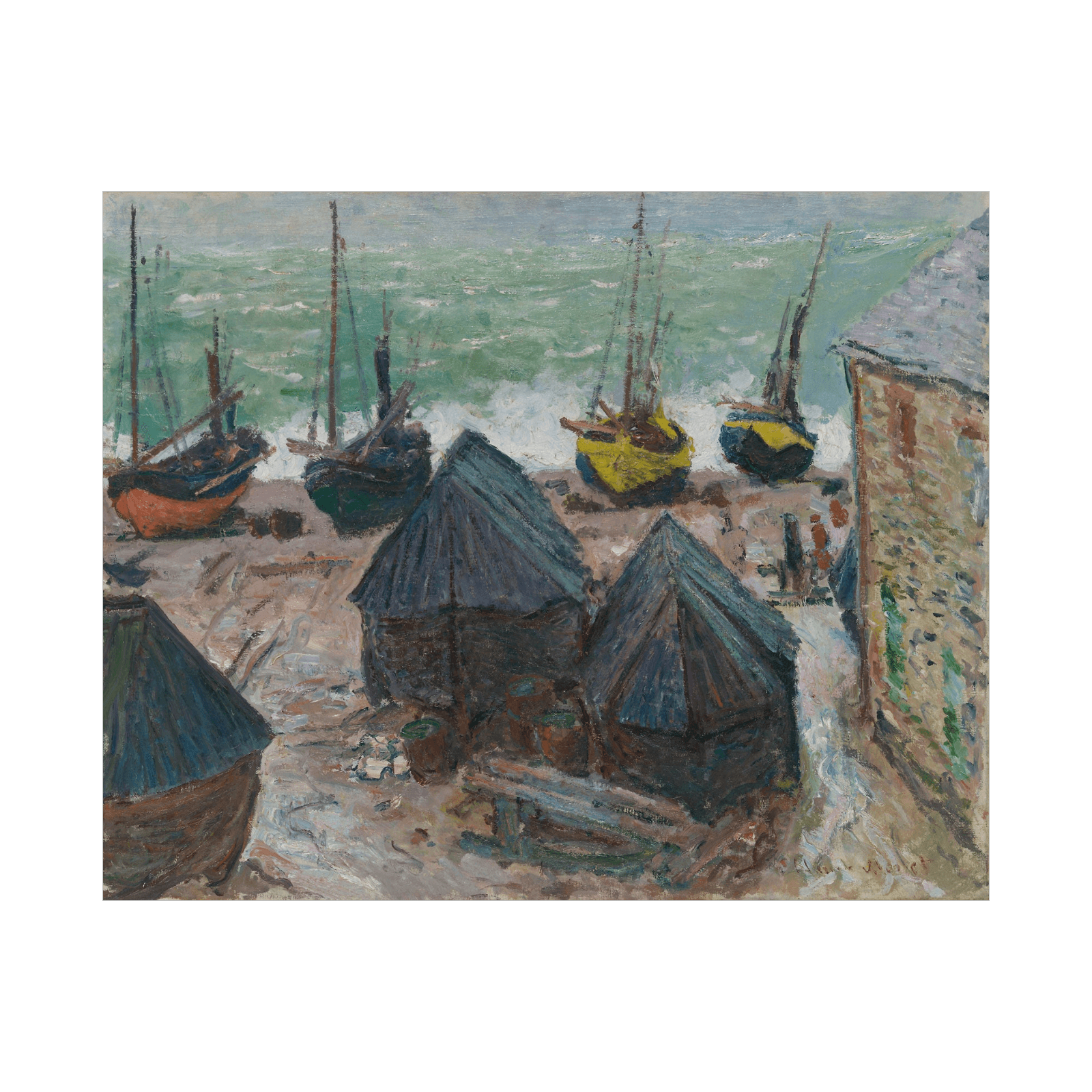 Boats on the Beach at Étretat, Claude Monet - ArtDeco Canvas