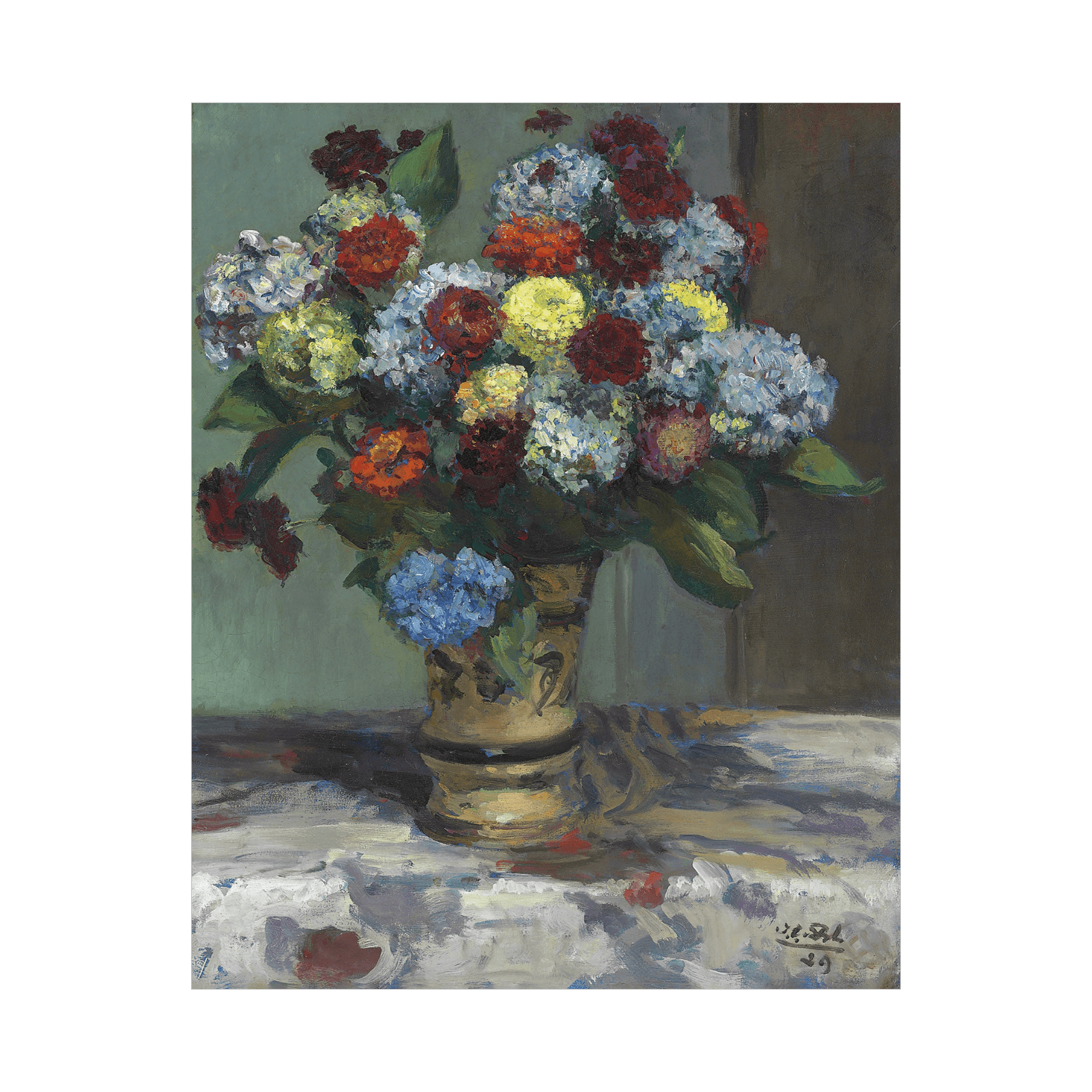 Bouquet de fleurs aux hortensias, Jacques-Émile Blanche - ArtDeco Canvas