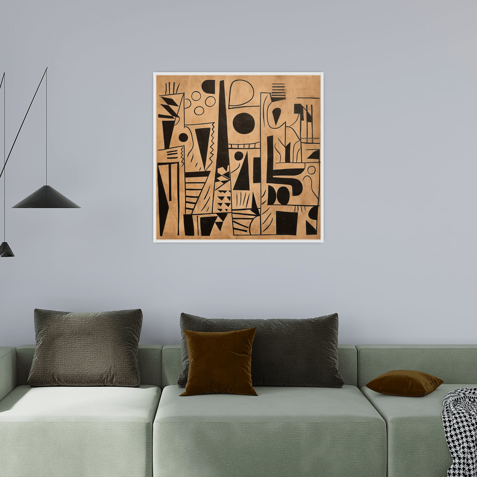Charcoal shapes drawing - ArtDeco Canvas
