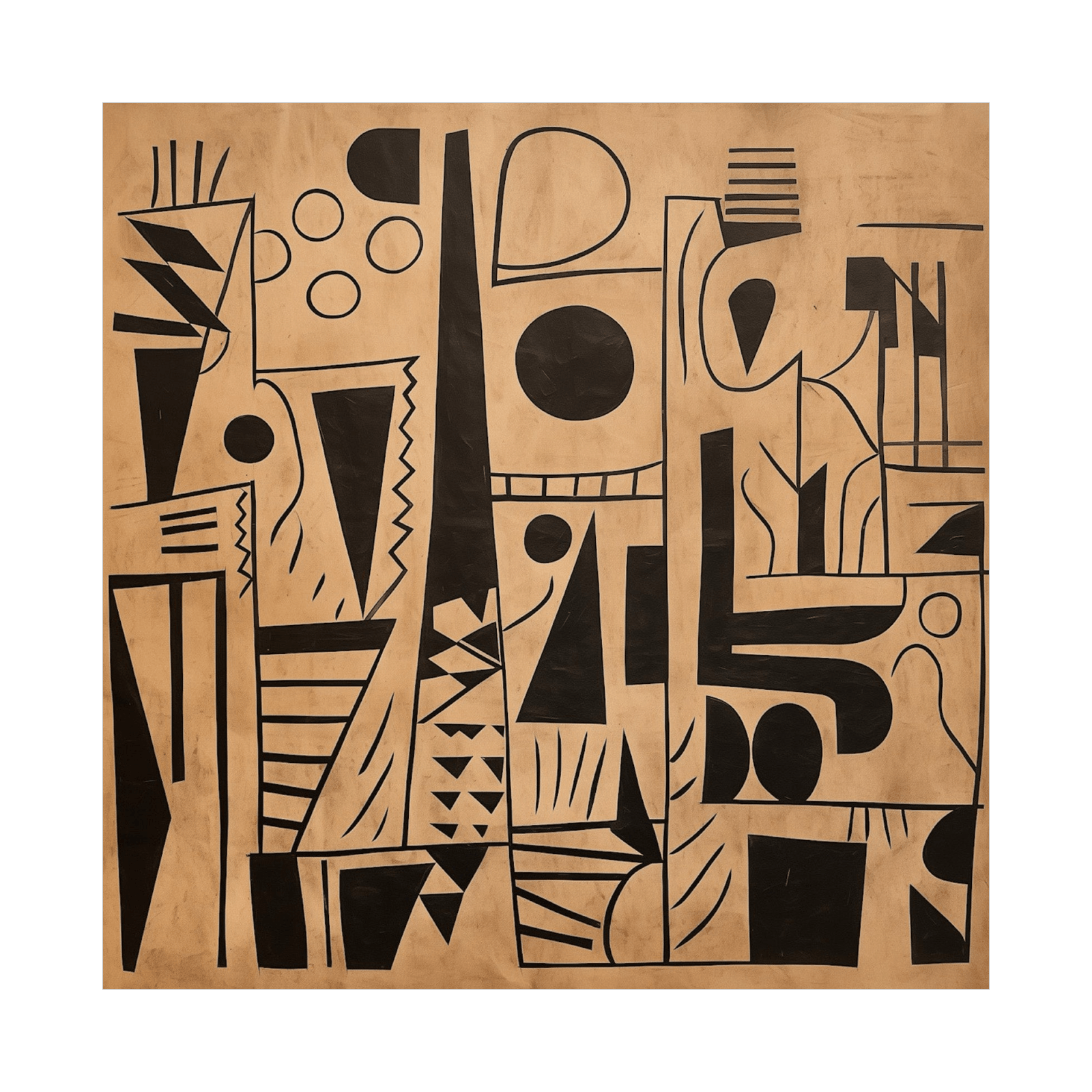 Charcoal shapes drawing - ArtDeco Canvas