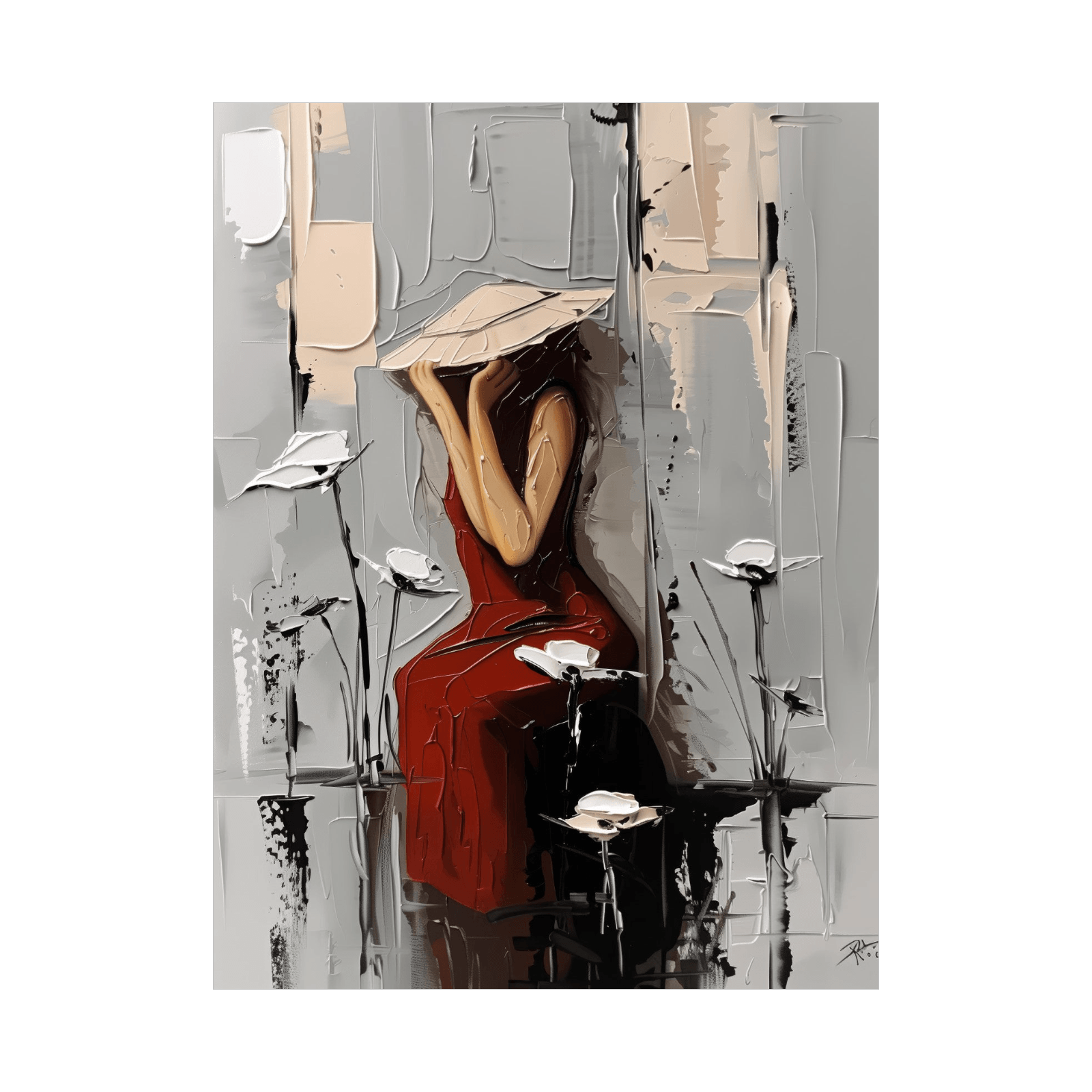 Chinese girl hiding face - ArtDeco Canvas