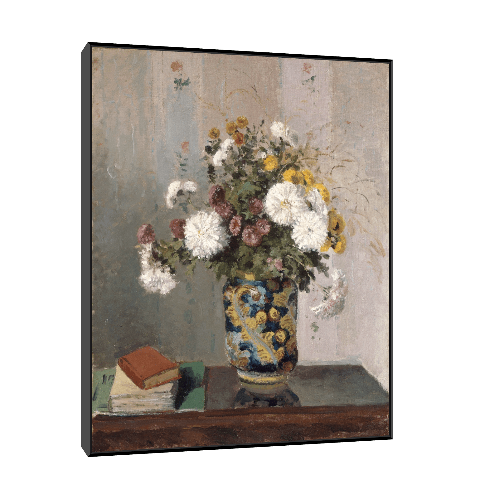 Chrysanthemums in a Chinese Vase, Camille Pissarro - ArtDeco Canvas