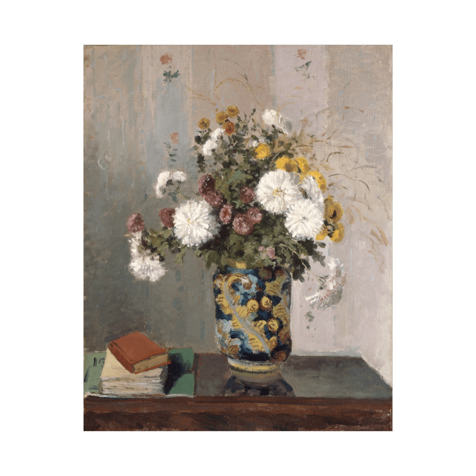 Chrysanthemums in a Chinese Vase, Camille Pissarro - ArtDeco Canvas