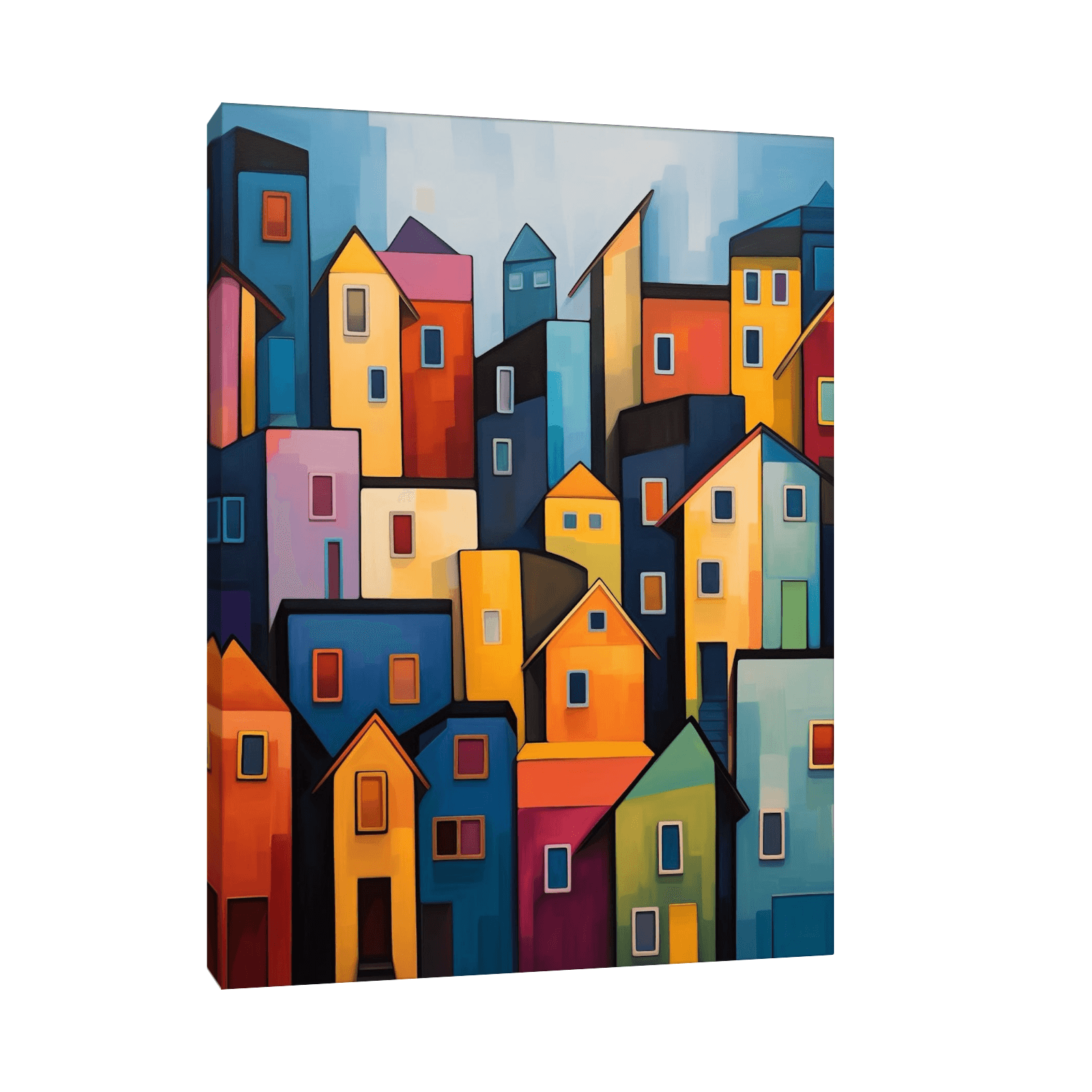 City scene with multi color buildings - ArtDeco Canvas