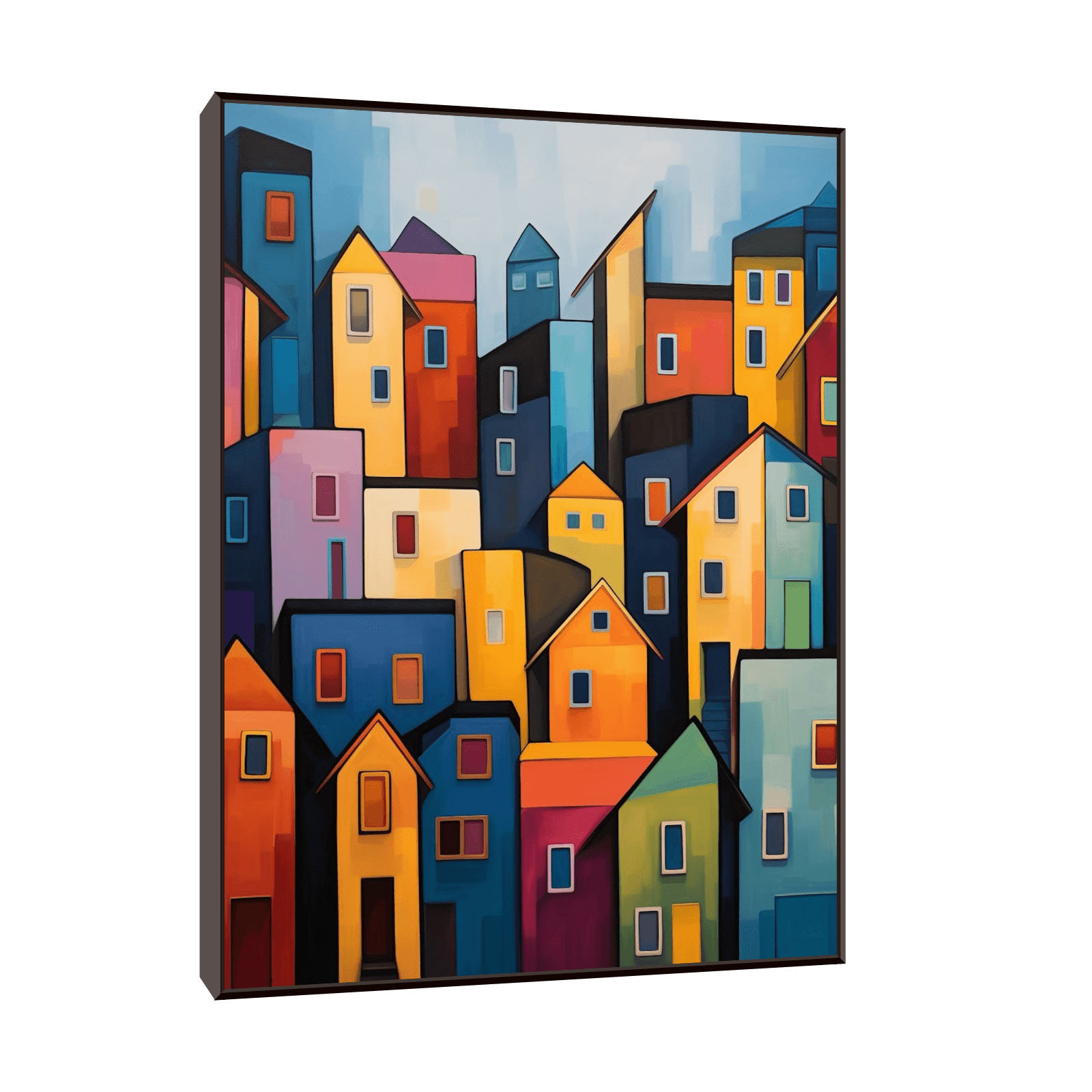 City scene with multi color buildings - ArtDeco Canvas