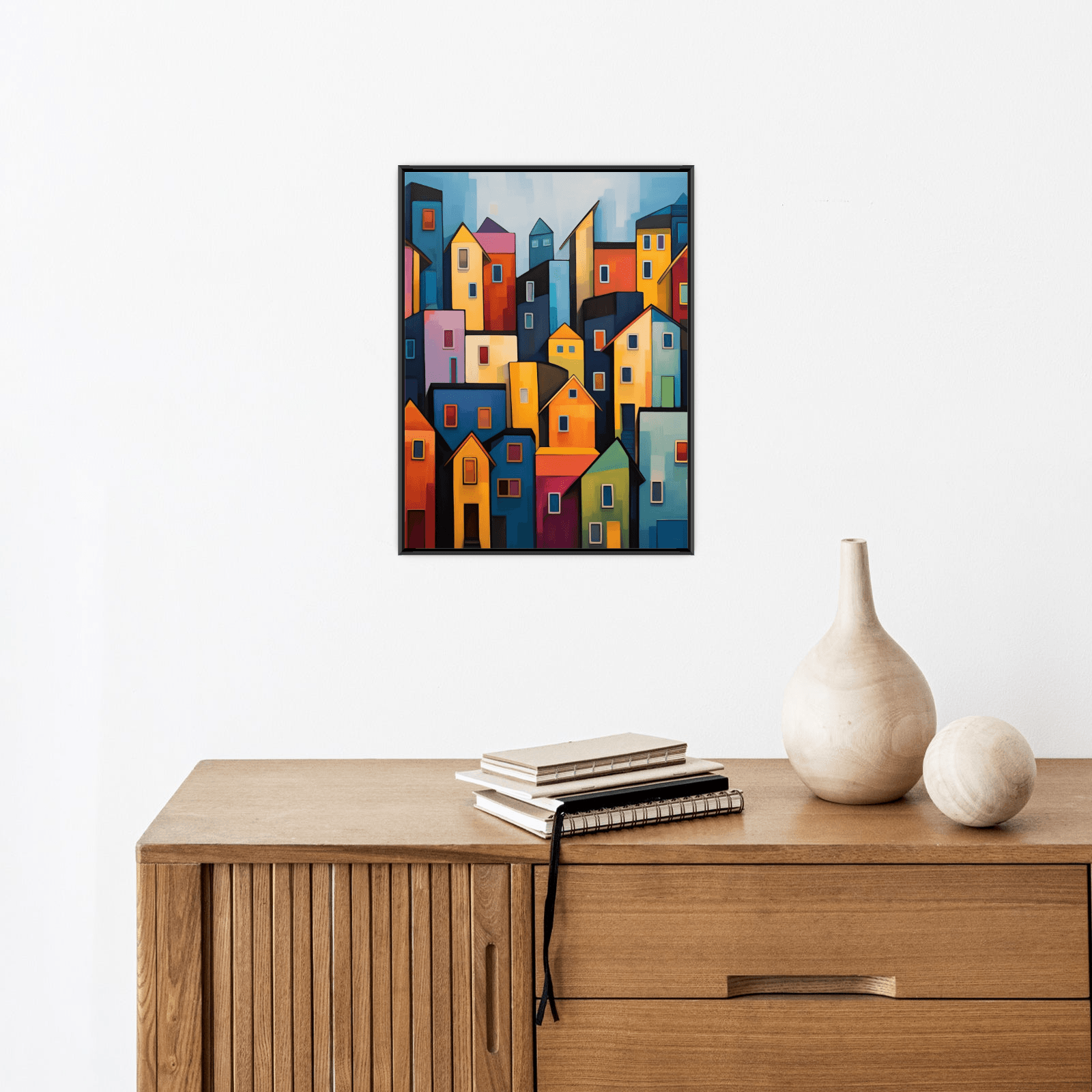 City scene with multi color buildings - ArtDeco Canvas