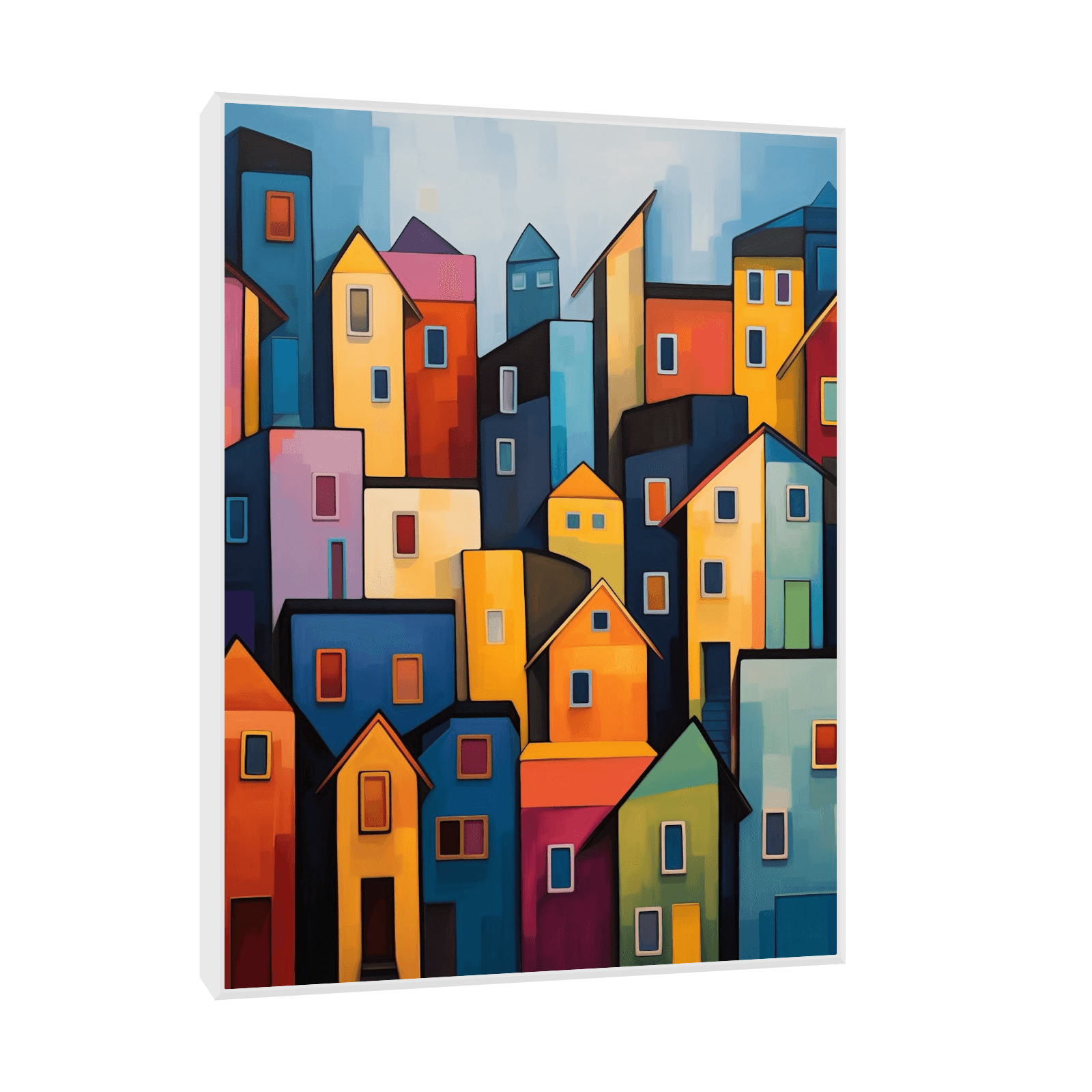 City scene with multi color buildings - ArtDeco Canvas