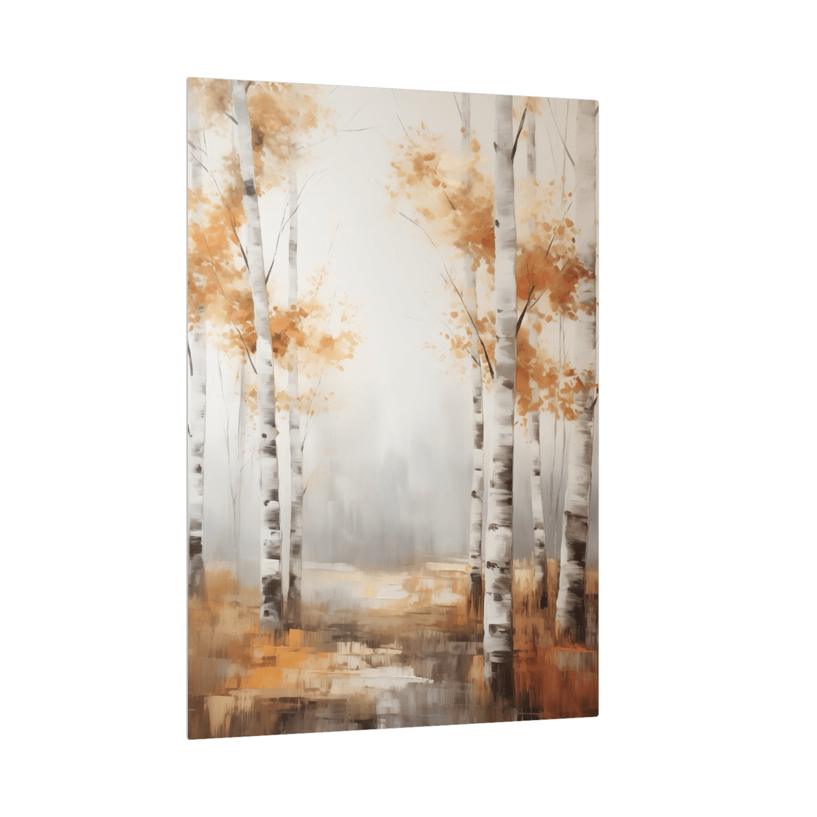 Cold autumn morning in birch forest - ArtDeco Canvas