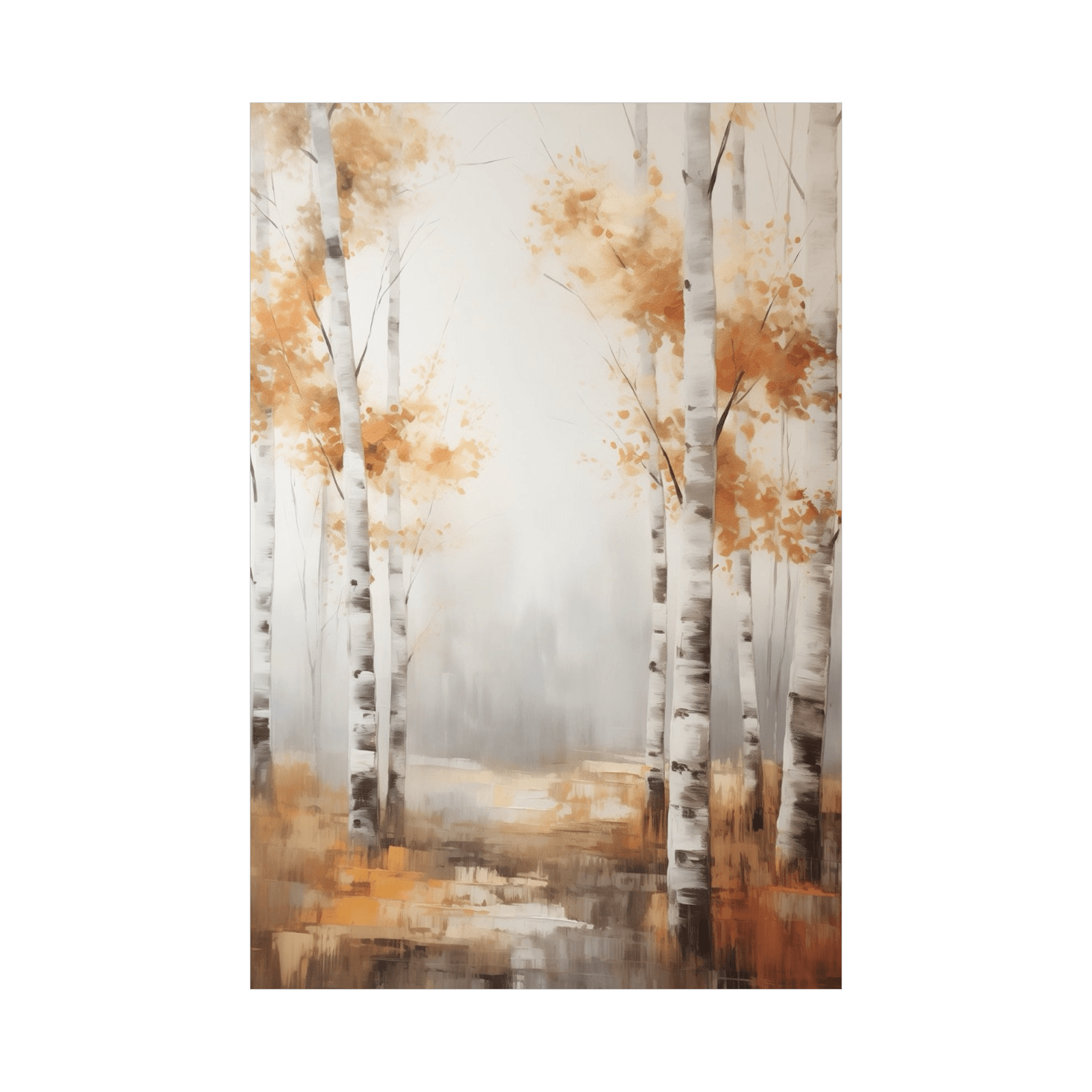 Cold autumn morning in birch forest - ArtDeco Canvas
