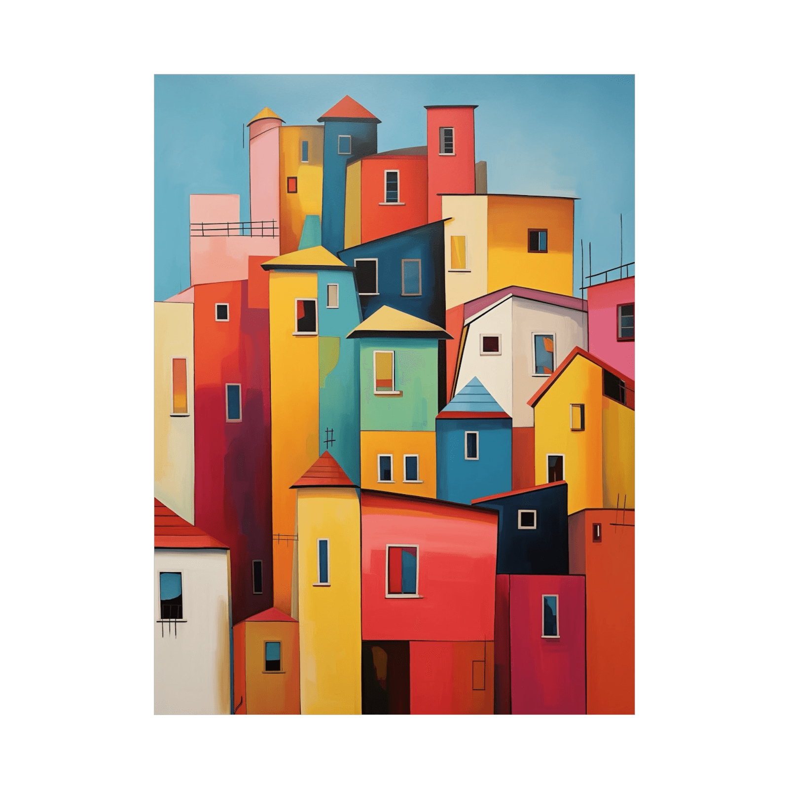 Colorful city buildings - ArtDeco Canvas