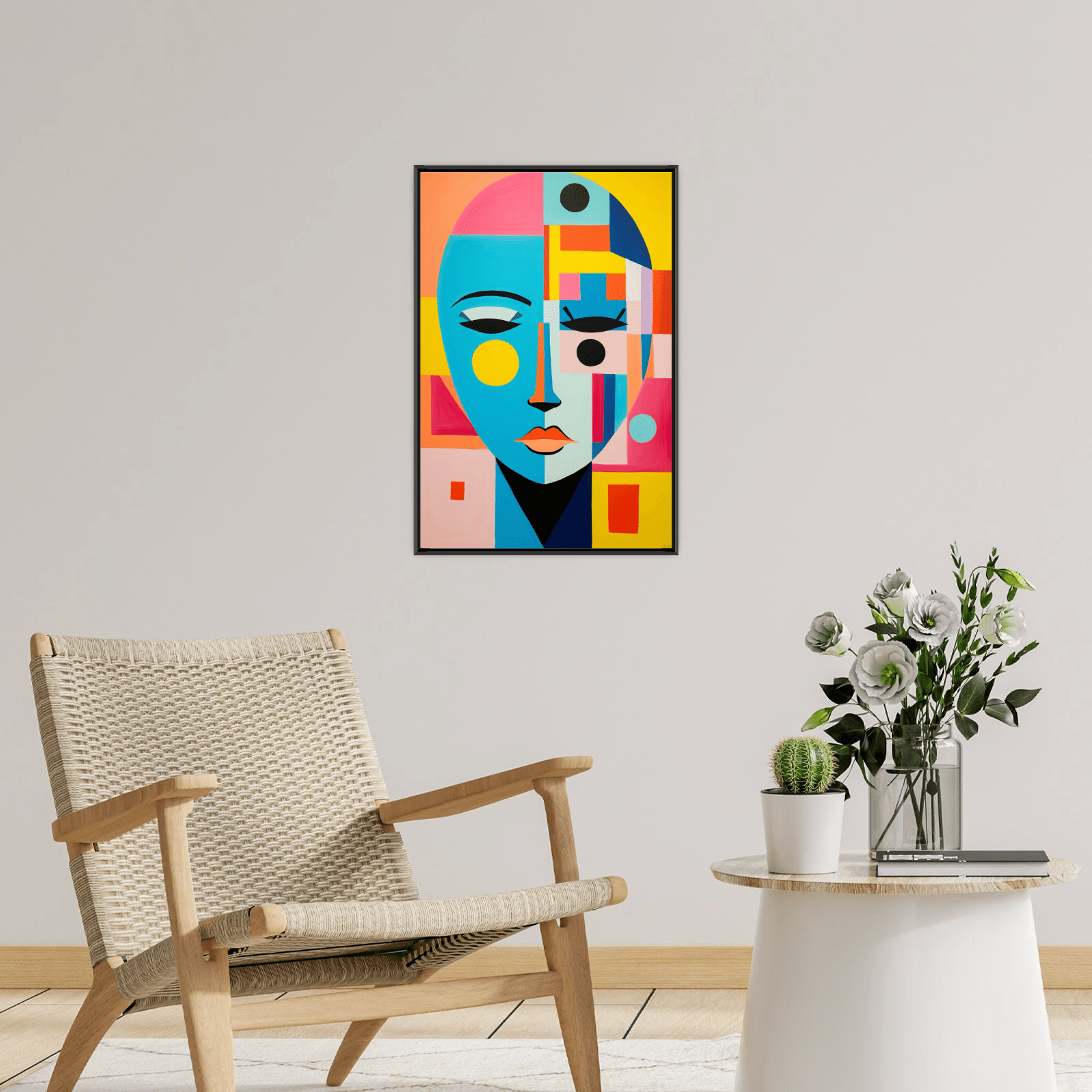 Colorful geometrical shapes of a head - ArtDeco Canvas