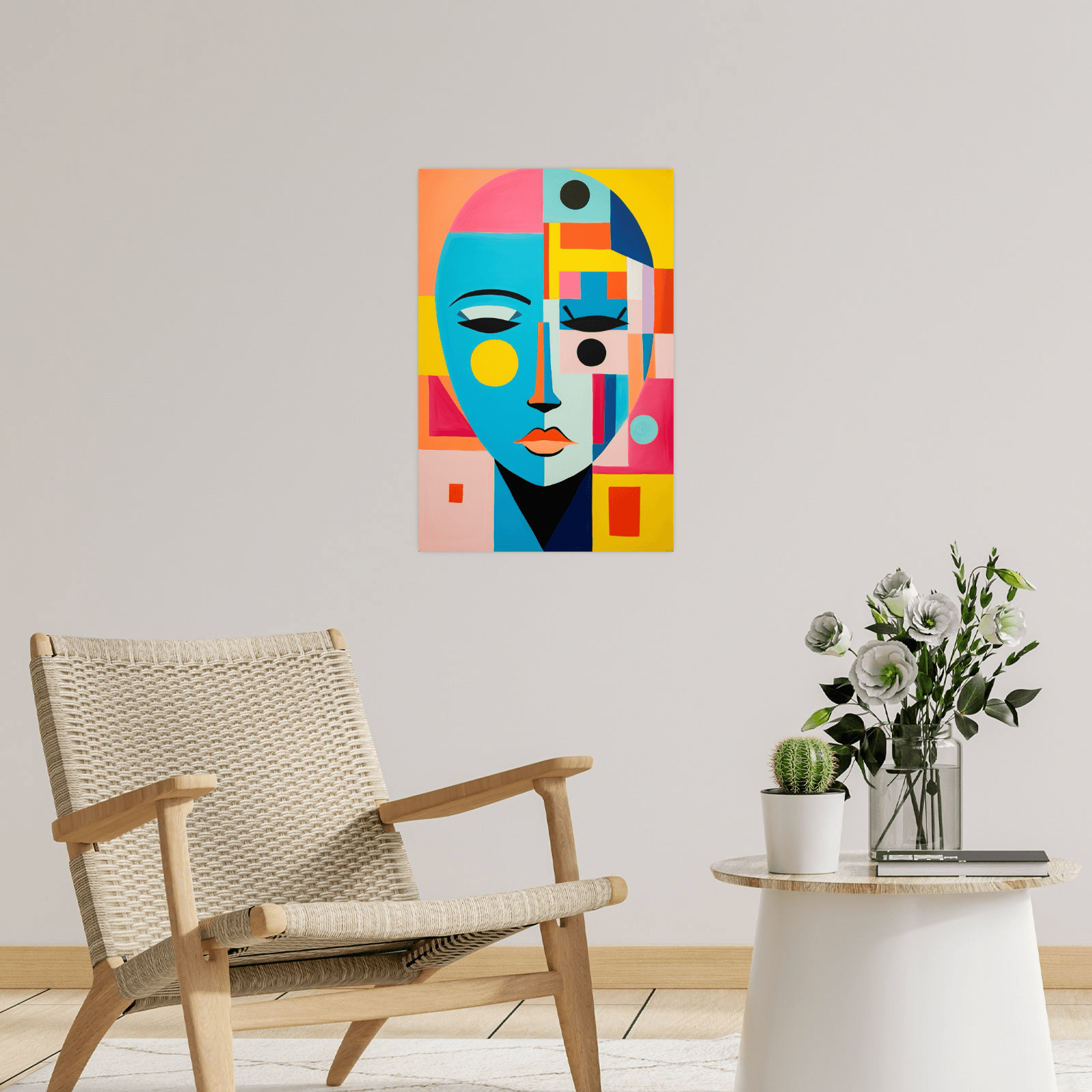 Colorful geometrical shapes of a head - ArtDeco Canvas