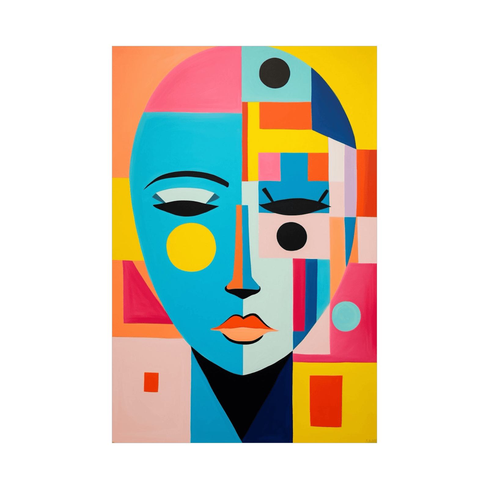 Colorful geometrical shapes of a head - ArtDeco Canvas