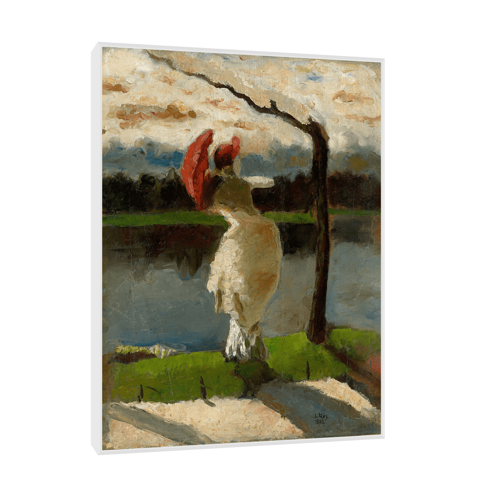 Dame mit Sonnenschirm am Ufer der Loire, Lesser Ury - ArtDeco Canvas