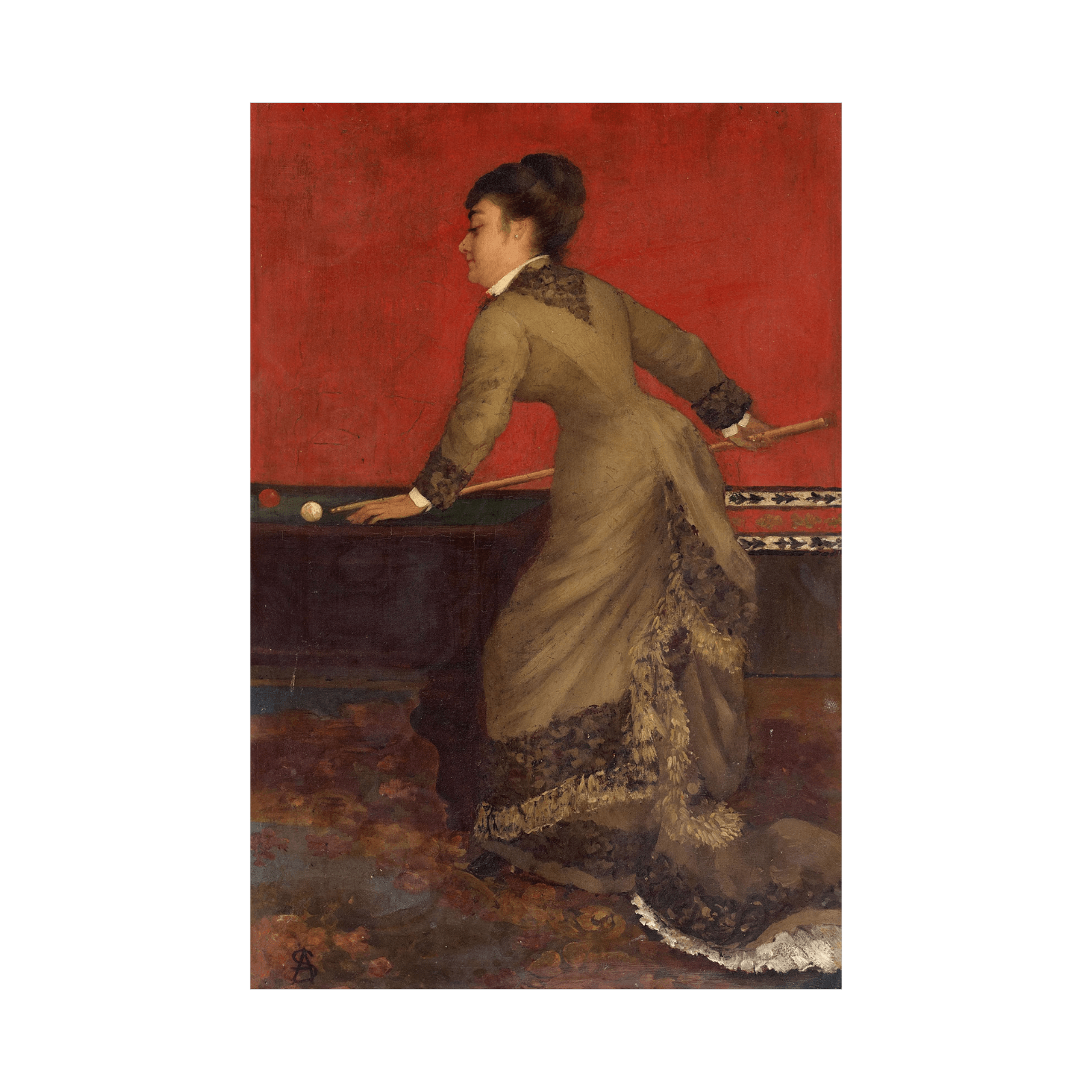 Elegant at Billiards, Alfred Stevens - ArtDeco Canvas
