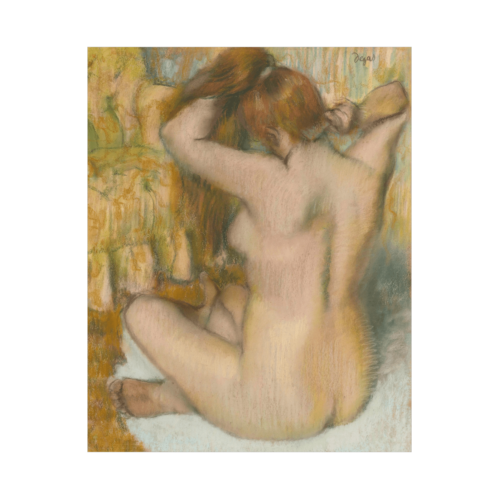 Femme nue, de dos, se coiffant, Edgar Degas - ArtDeco Canvas