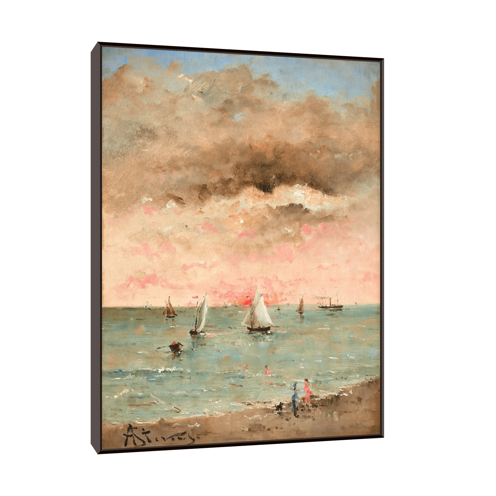 Figures sur la plage au couchant, Alfred Stevens - ArtDeco Canvas