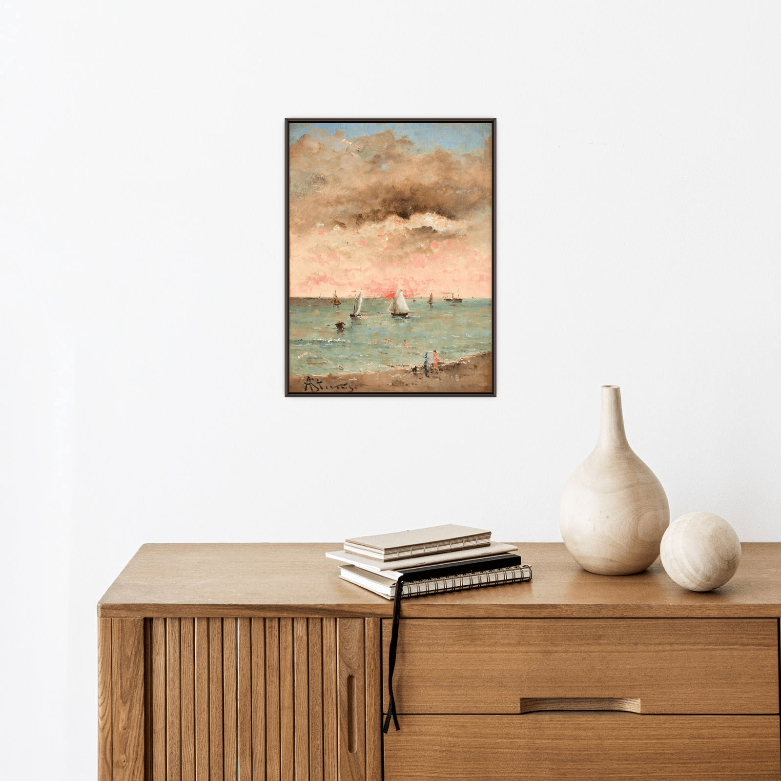 Figures sur la plage au couchant, Alfred Stevens - ArtDeco Canvas