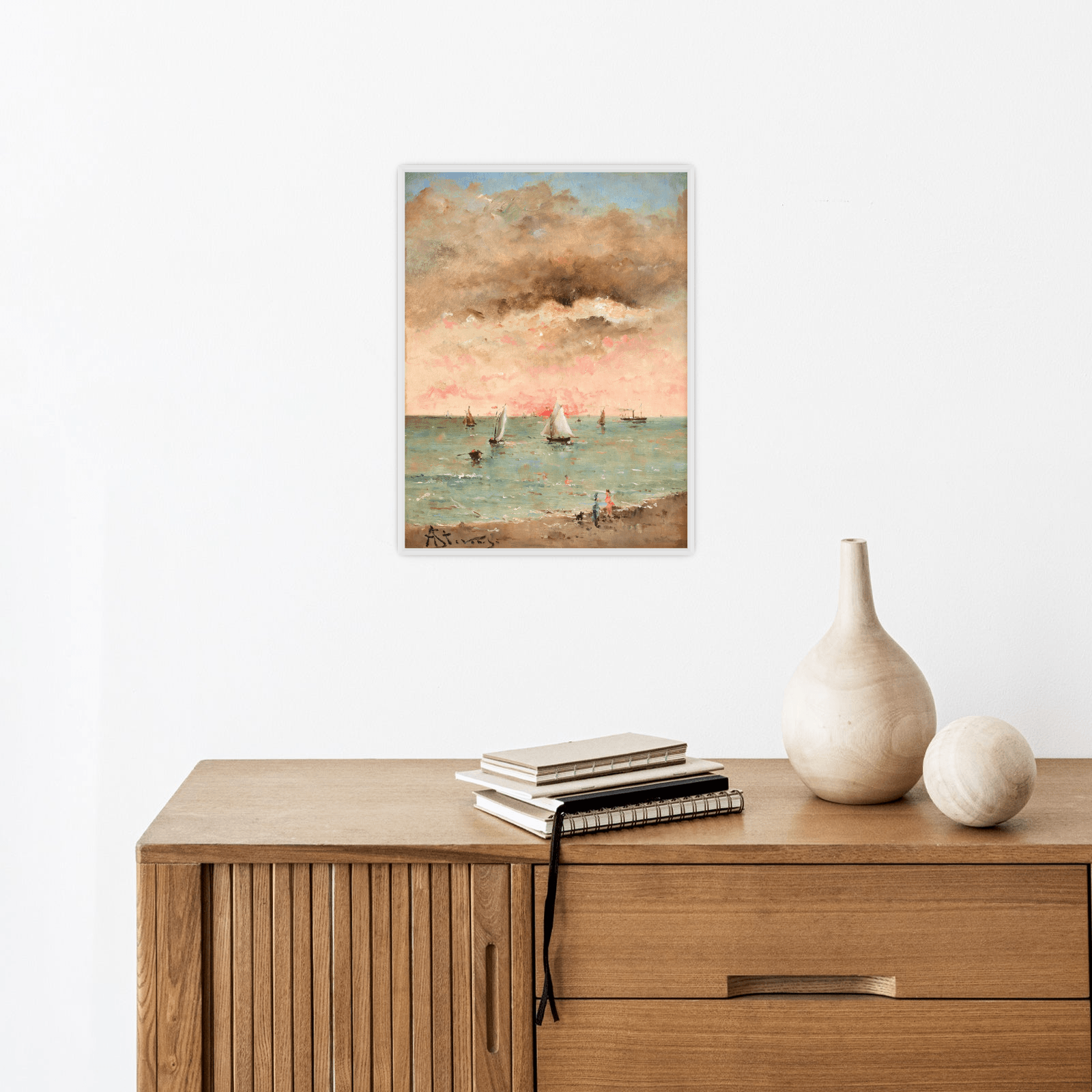 Figures sur la plage au couchant, Alfred Stevens - ArtDeco Canvas