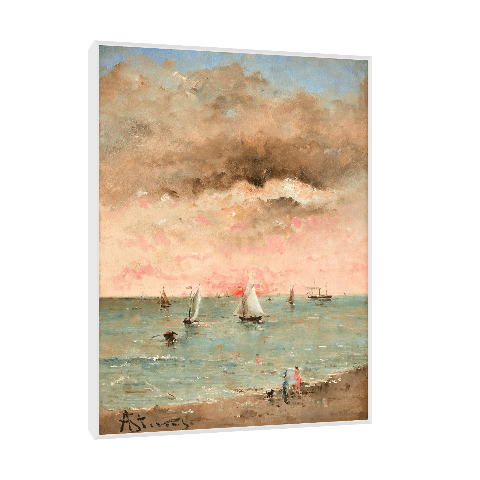 Figures sur la plage au couchant, Alfred Stevens - ArtDeco Canvas