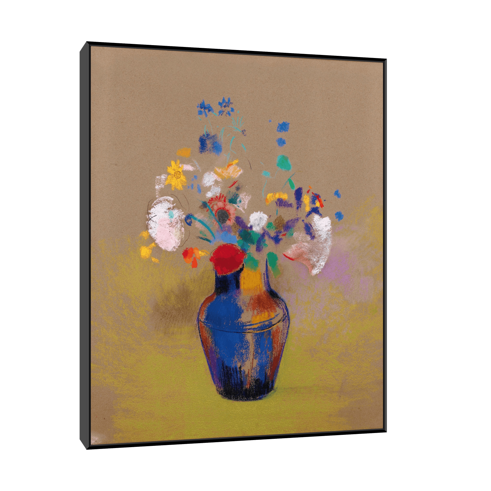 Fleurs Sur Fond Gris, Odilon Redon - ArtDeco Canvas