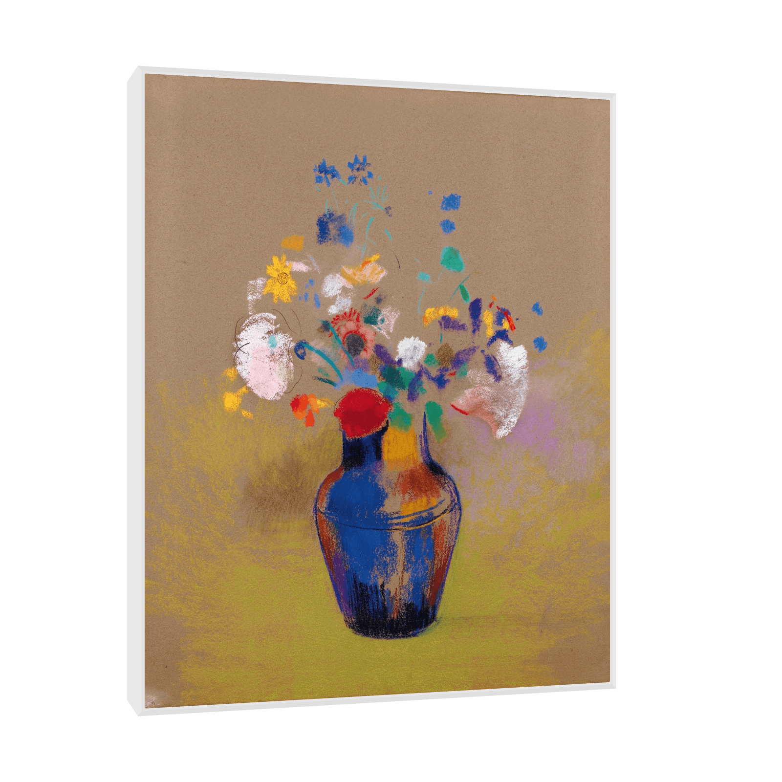 Fleurs Sur Fond Gris, Odilon Redon - ArtDeco Canvas