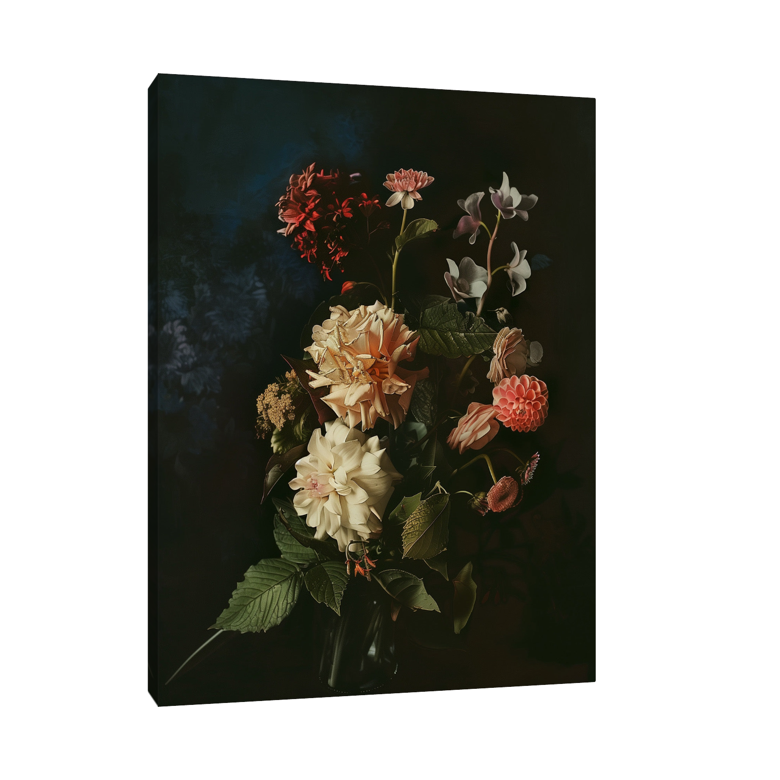 Floral arrangement on dark background