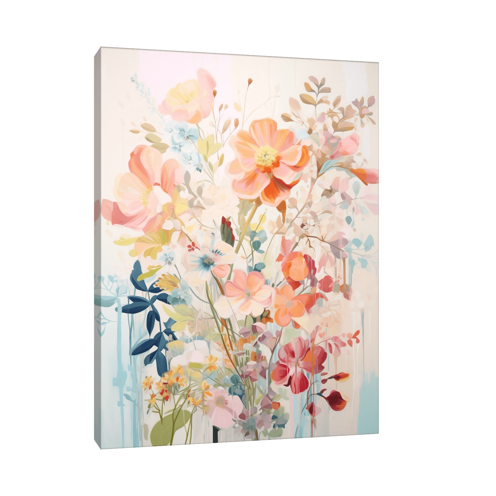 Floral arrangement orange & pink - ArtDeco Canvas