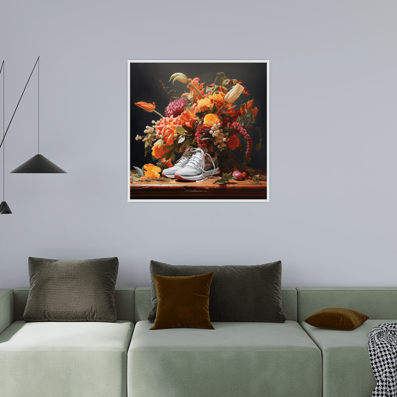 Floral bouquet with the Nike shoes - ArtDeco Canvas